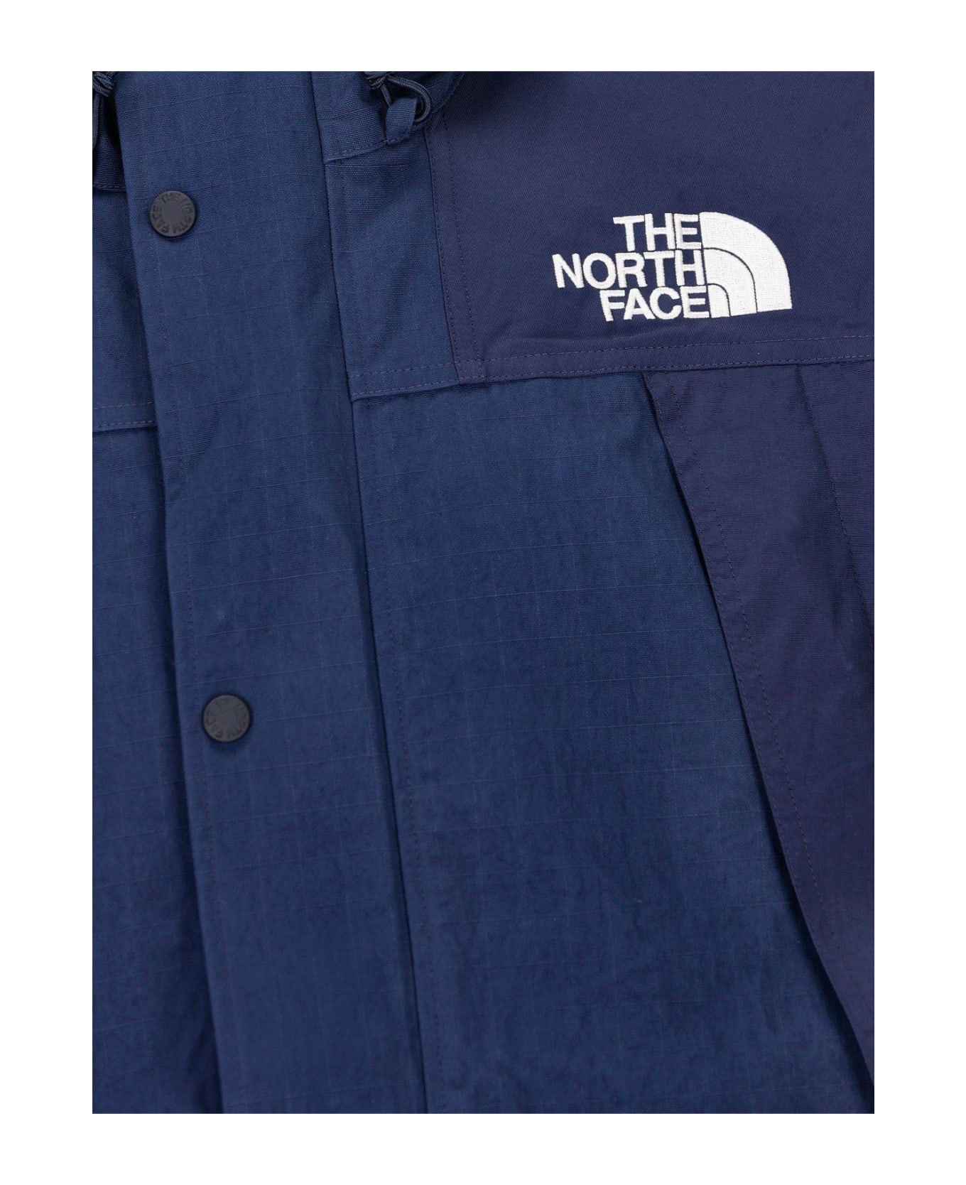The North Face Ripstop Mountain Logo Embroidered Hooded Jacket - BLUE