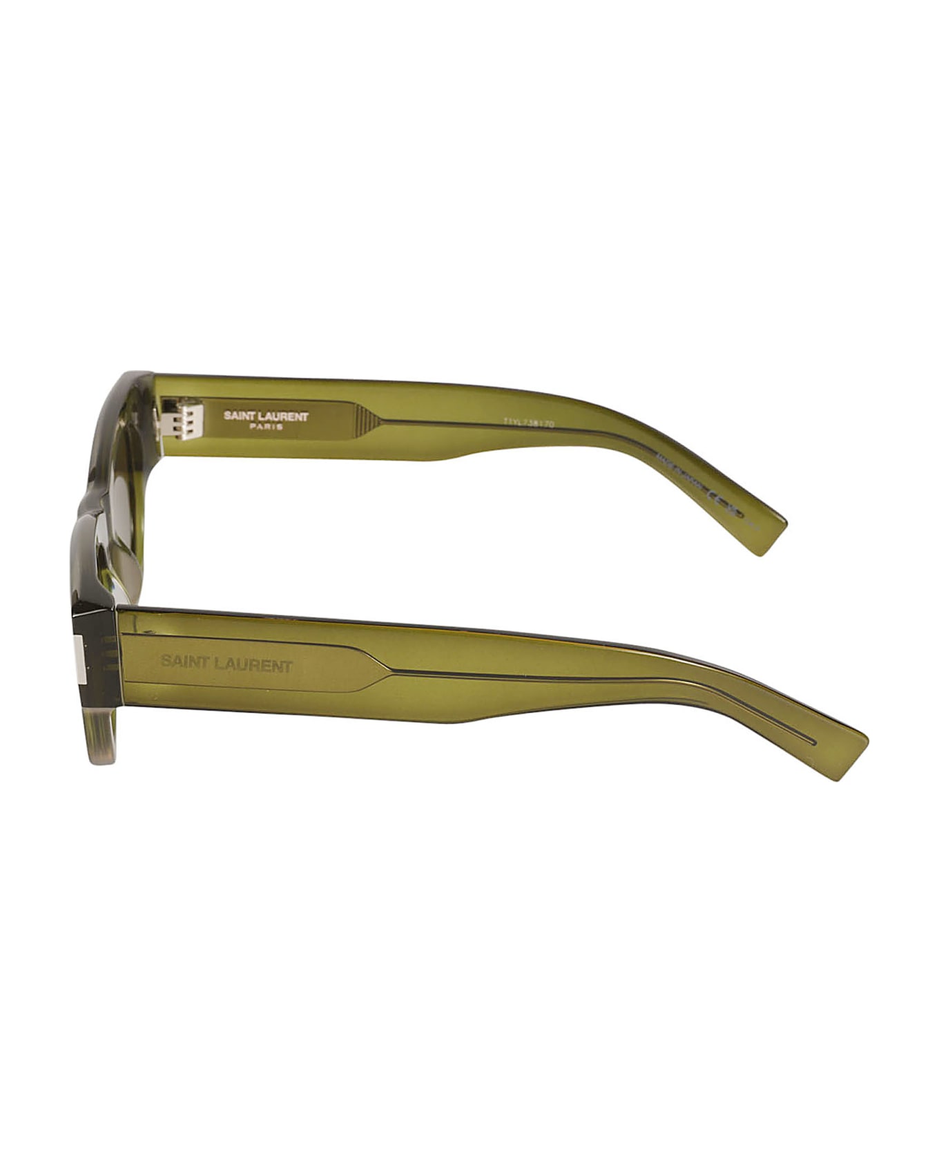 Saint Laurent Eyewear Round Frame Transparent WARWICK Sunglasses - Green/Brown
