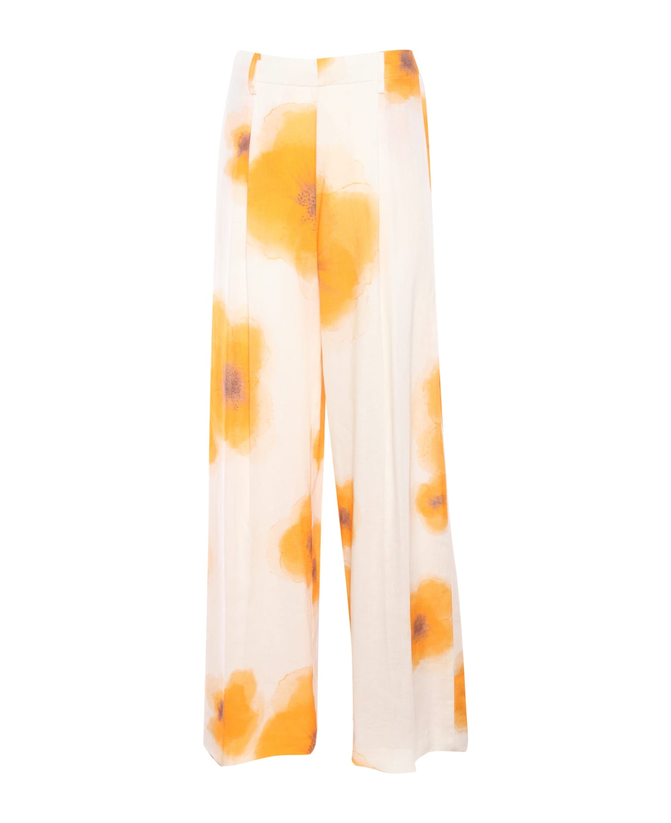 Ballantyne Linen And Viscose Blend Trousers - YELLOW