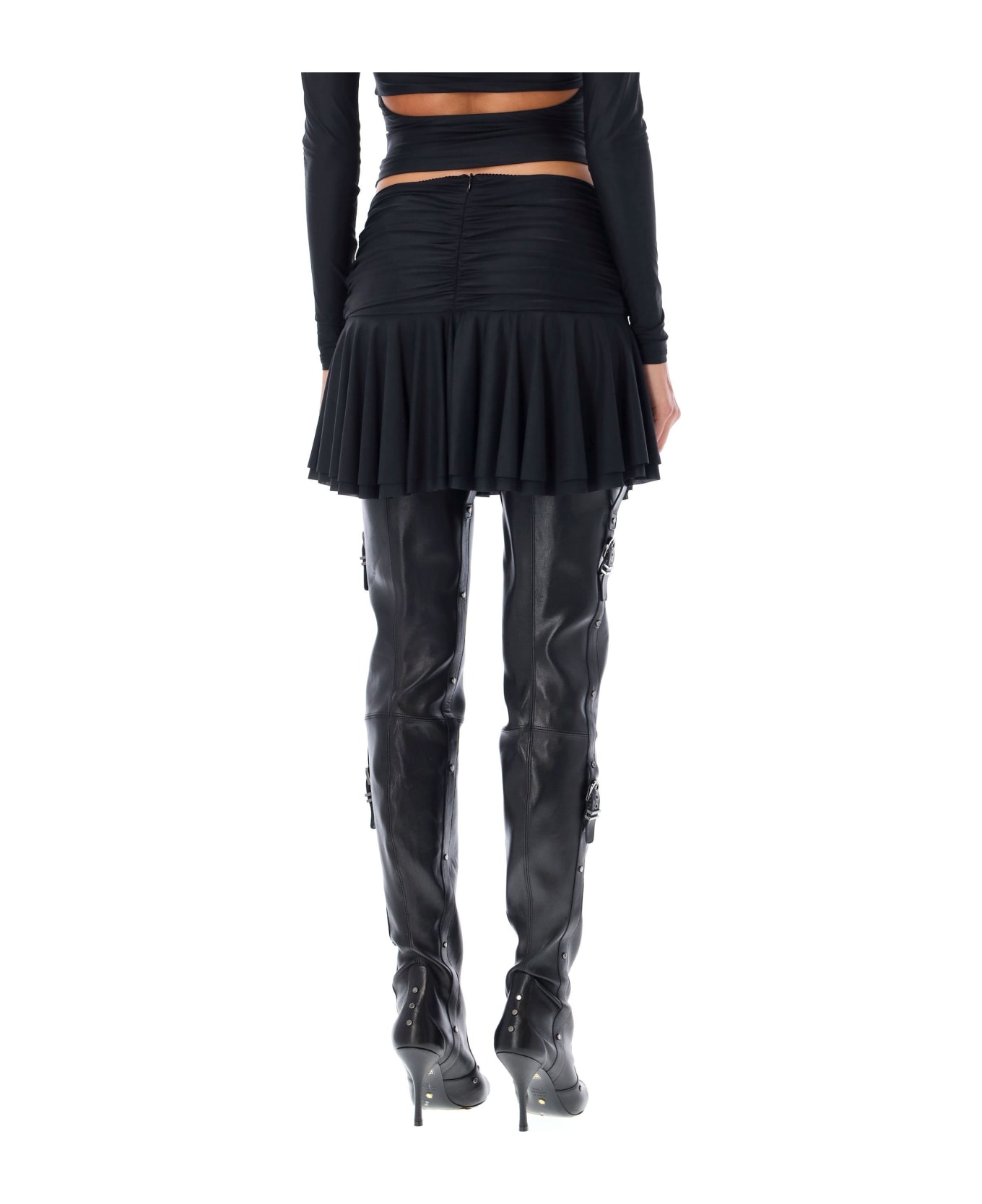 MISBHV Ruched Mini Skirt - BLACK
