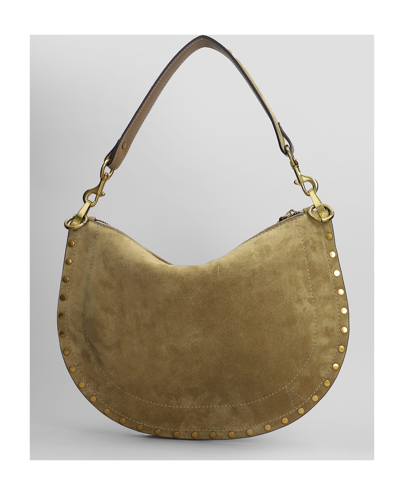 Isabel Marant Oskan Soft Zip Shoulder Bag In Taupe Suede - taupe