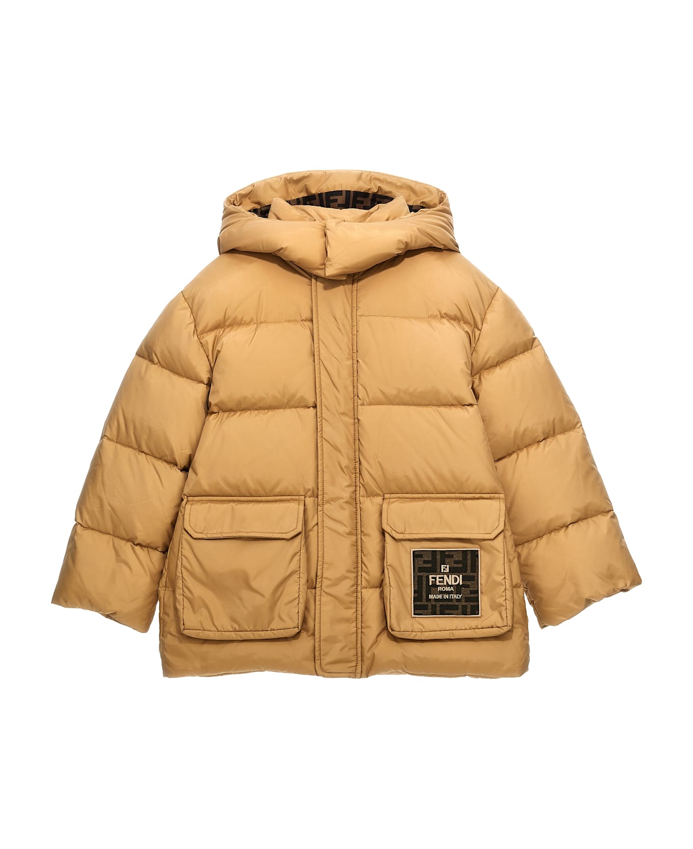 Fendi 'fendi Roma' Down Jacket - Beige