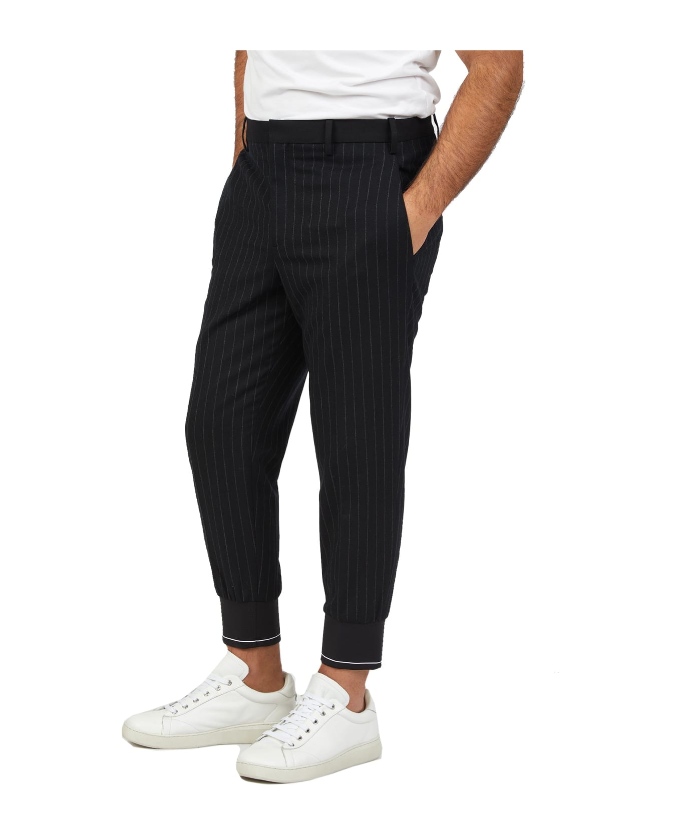 Neil Barrett Wool Striped Pants - Black