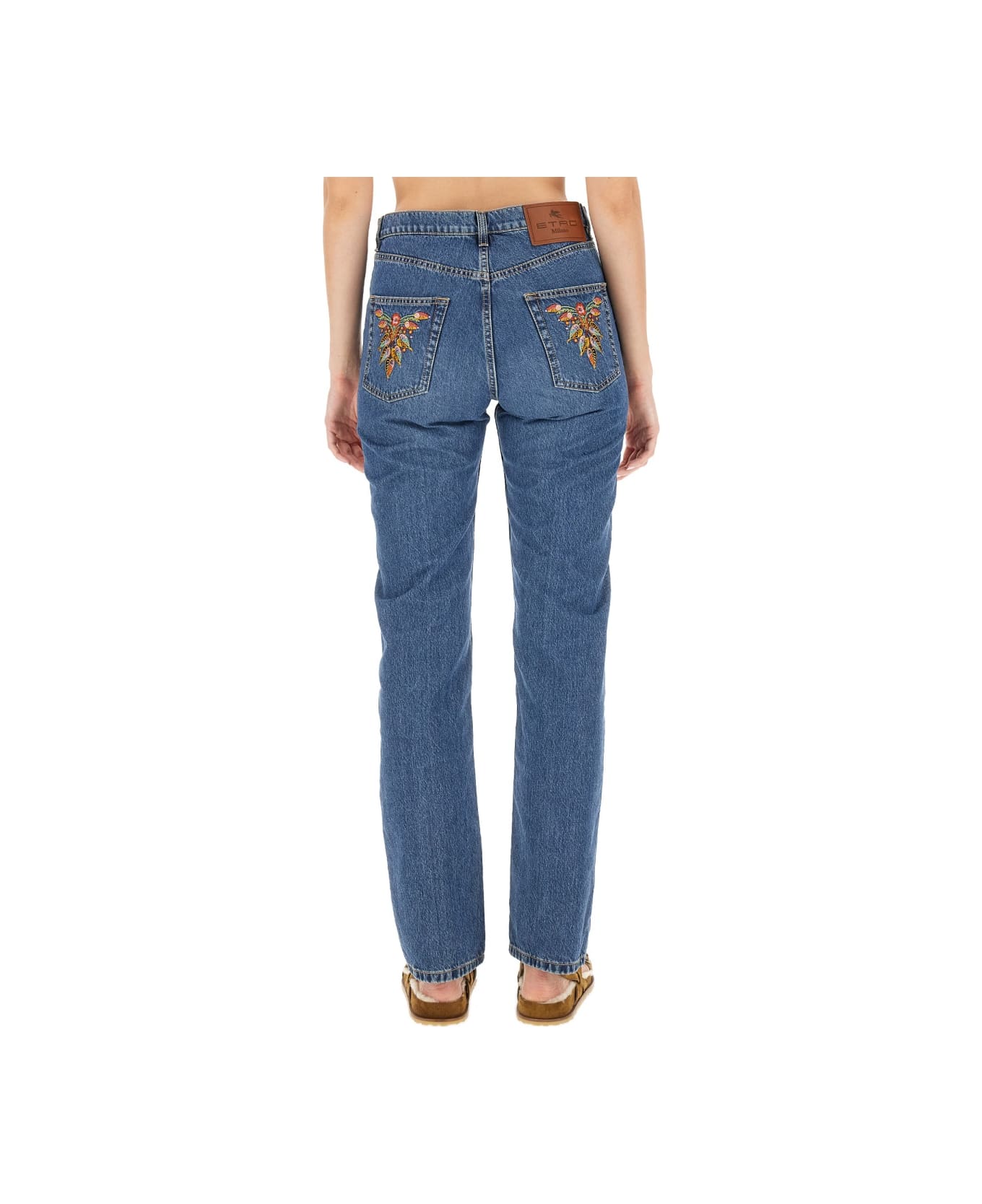 Etro Jeans With Logo Embroidery - BLUE
