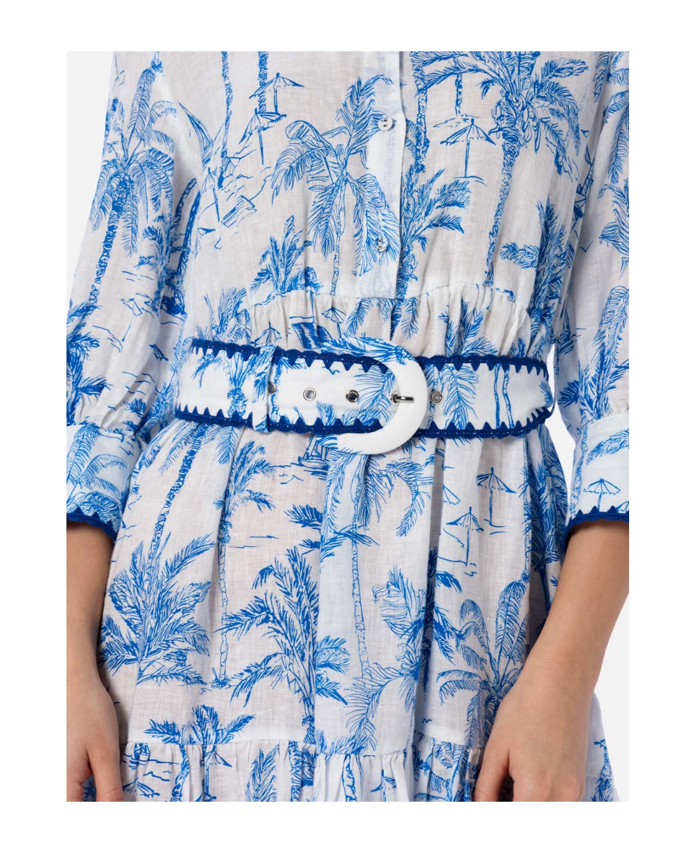 MC2 Saint Barth Woman Toile De Jouy Linen Dress Daisi - BLUE