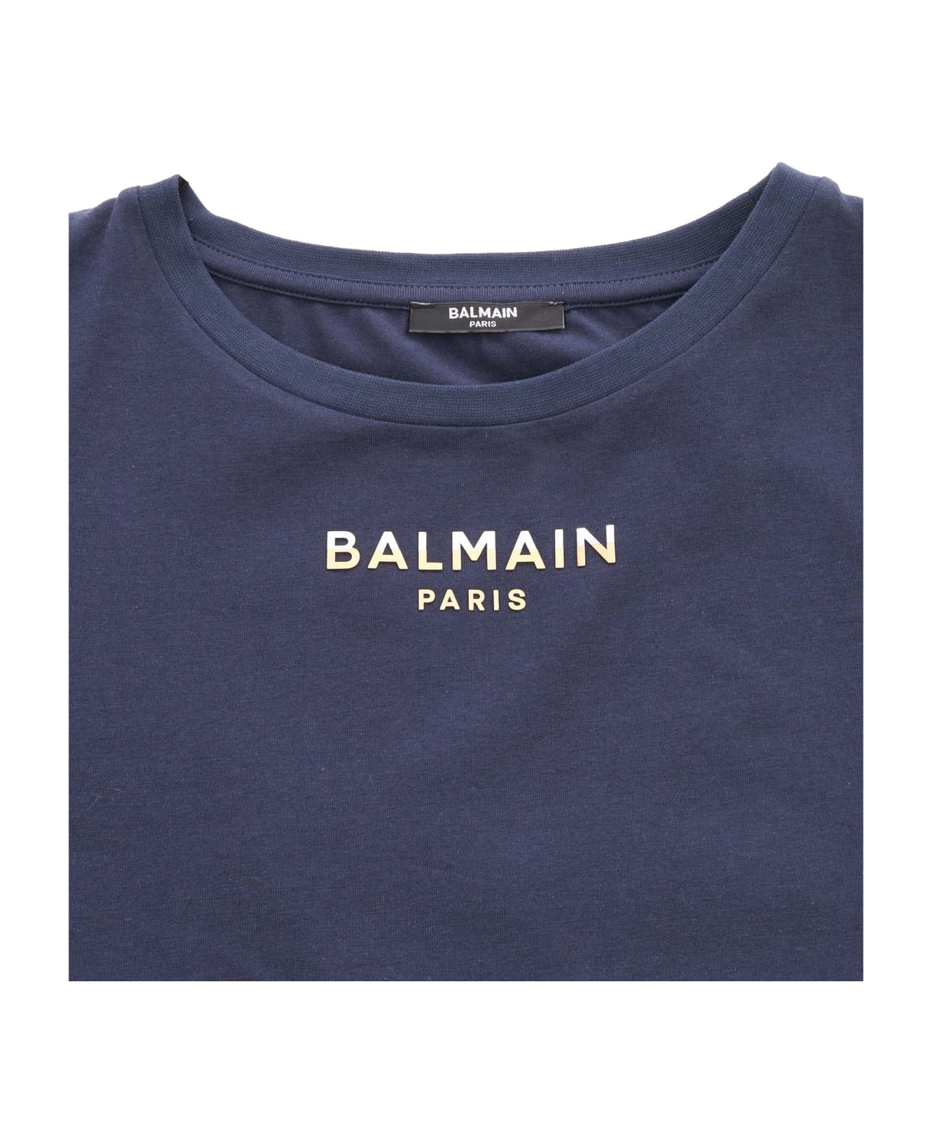 Balmain Blue T-shirt With Logo - BLUE