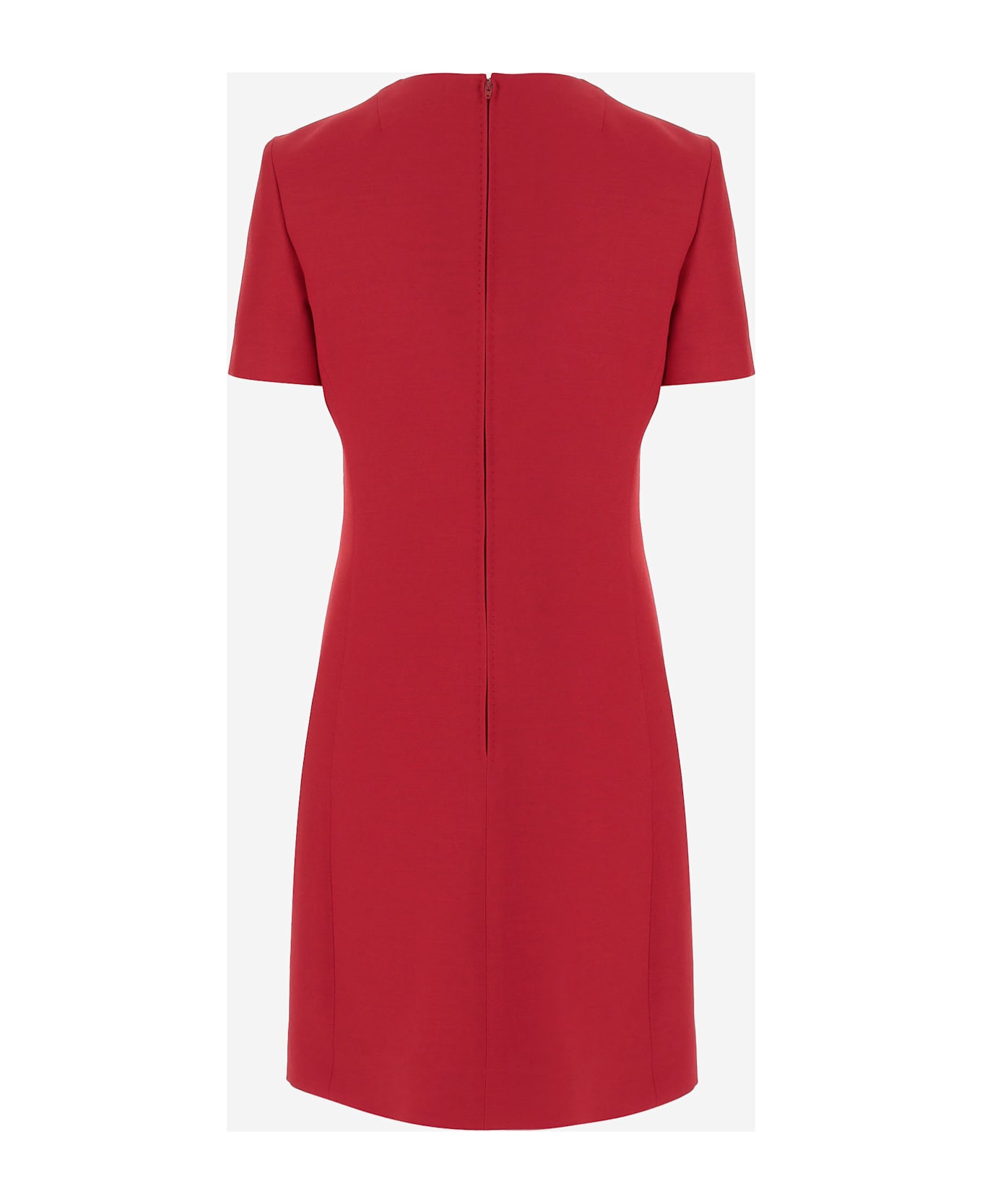 Valentino Short Dress In Crepe Couture - Rosso