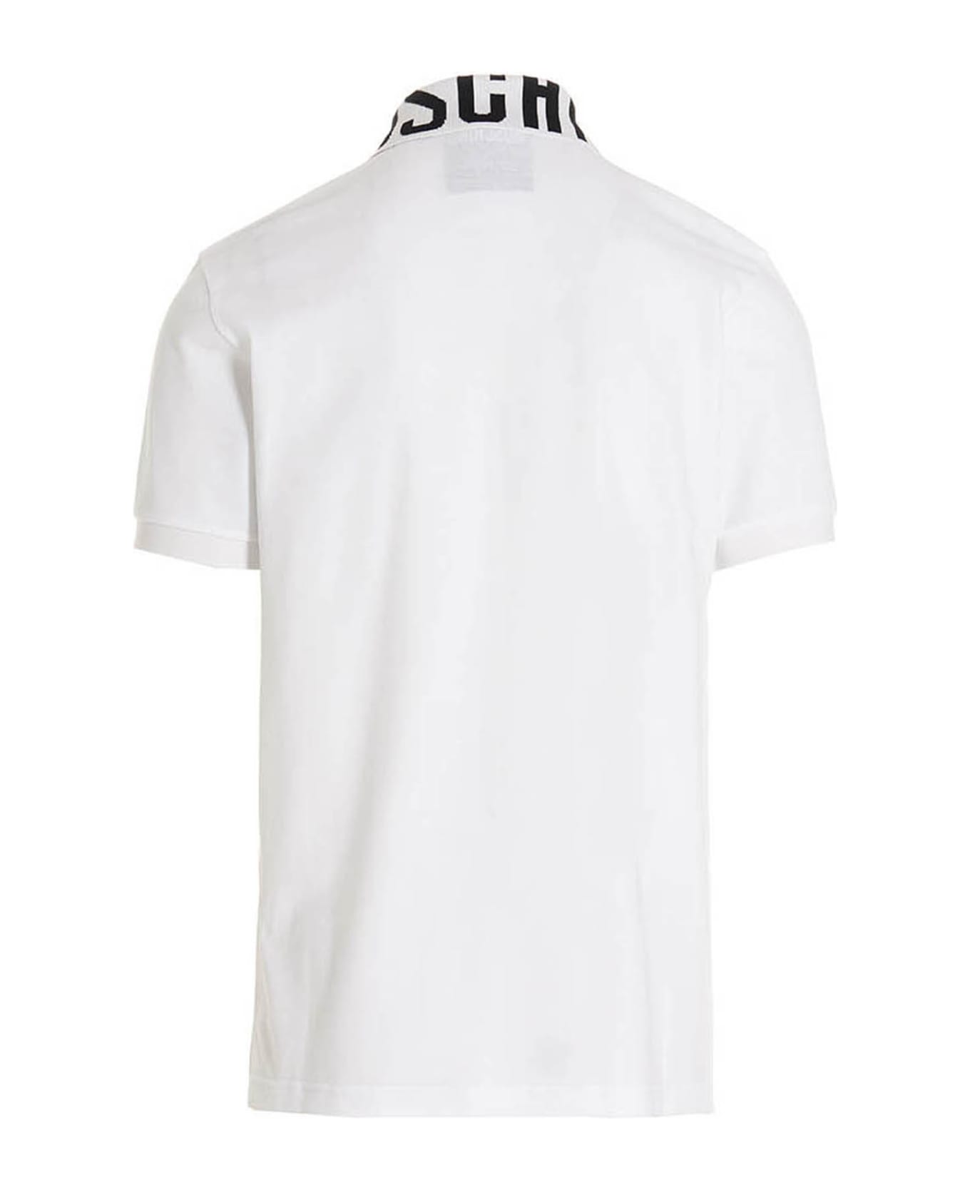 Moschino Logo Collar Polo Shirt - Bianco