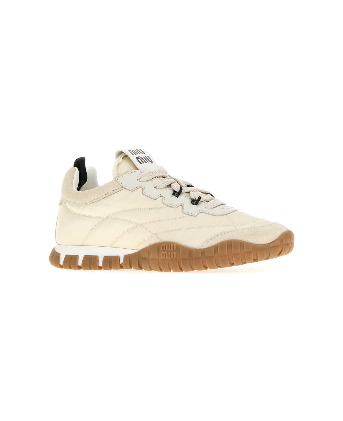 Miu Miu Sand Re-nylon And Suede Sneakers - Ivory スニーカー