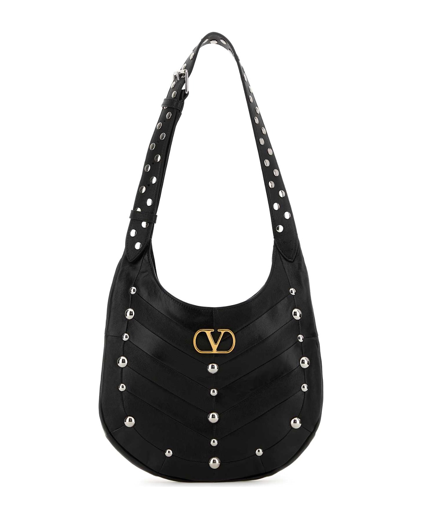 Valentino Garavani Black Leather Vlogo Signature Shoulder Bag - NERO