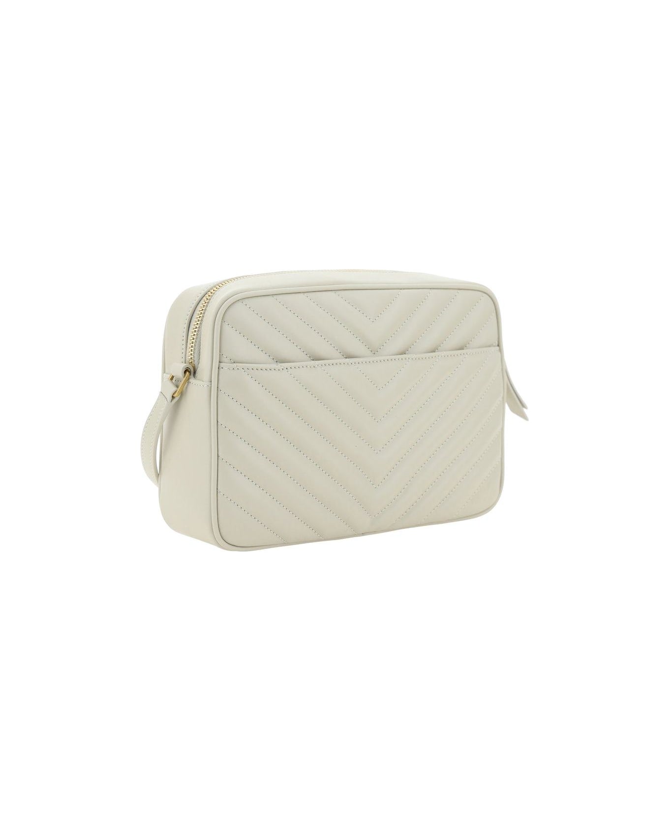 Saint Laurent Lou Zip-up Quilted Camera Bag - WHITE