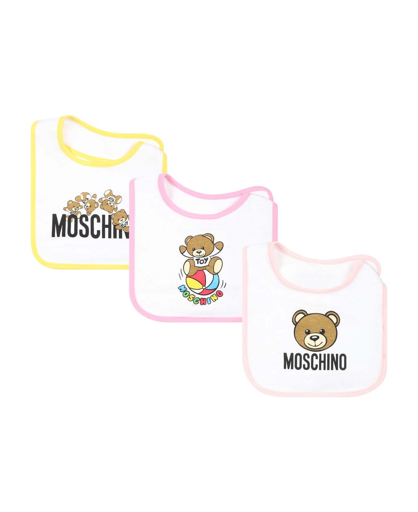 Moschino White Set For Baby Girl With Teddy Bear And Logo - White