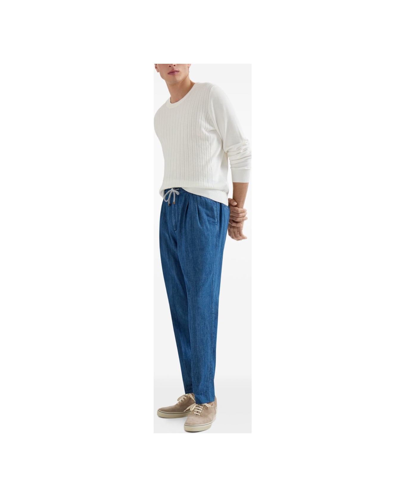 Brunello Cucinelli Cotton Trousers - Clear Blue