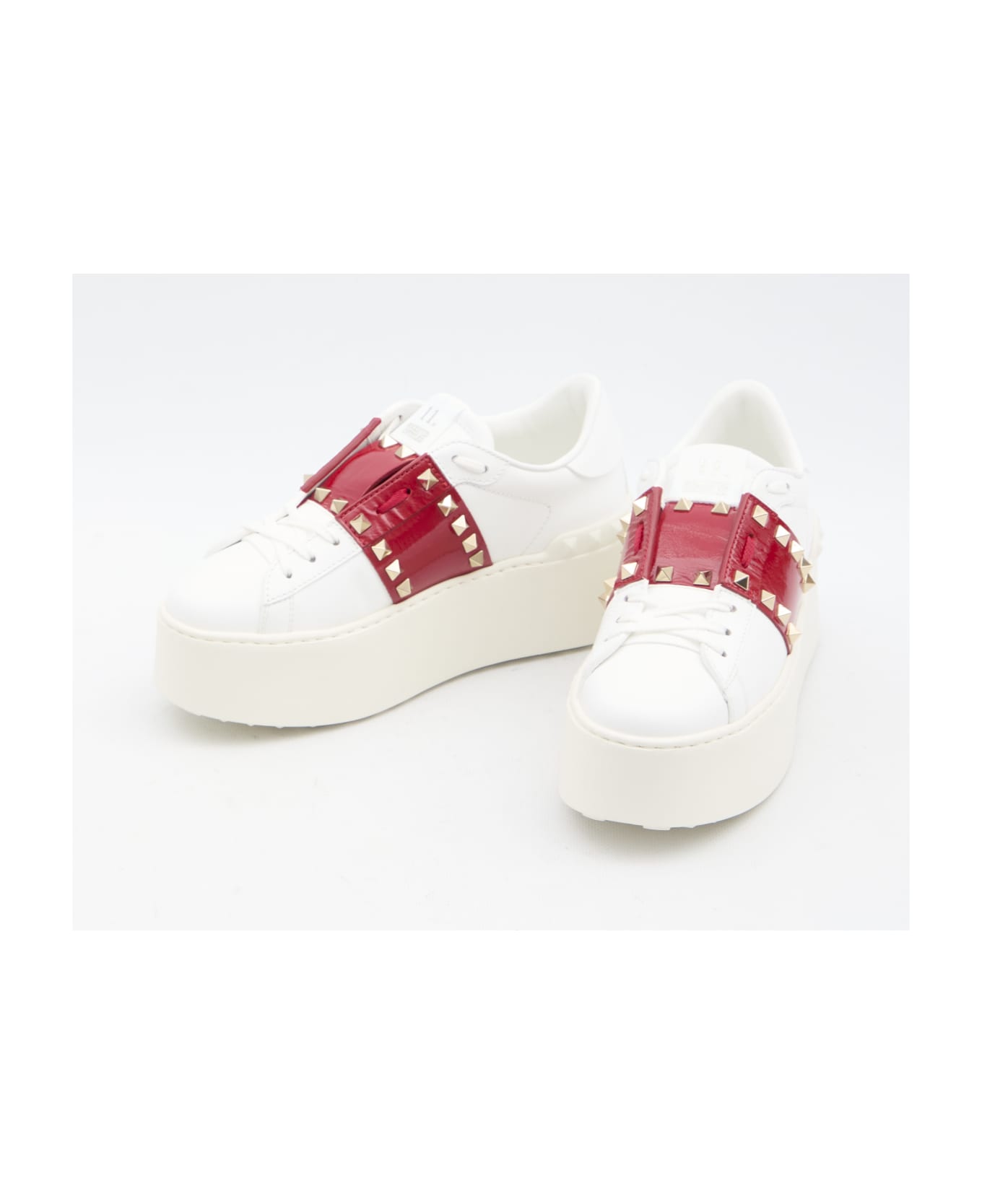 Valentino Garavani Flatform Rockstud Untitled Sneakers - WHITE