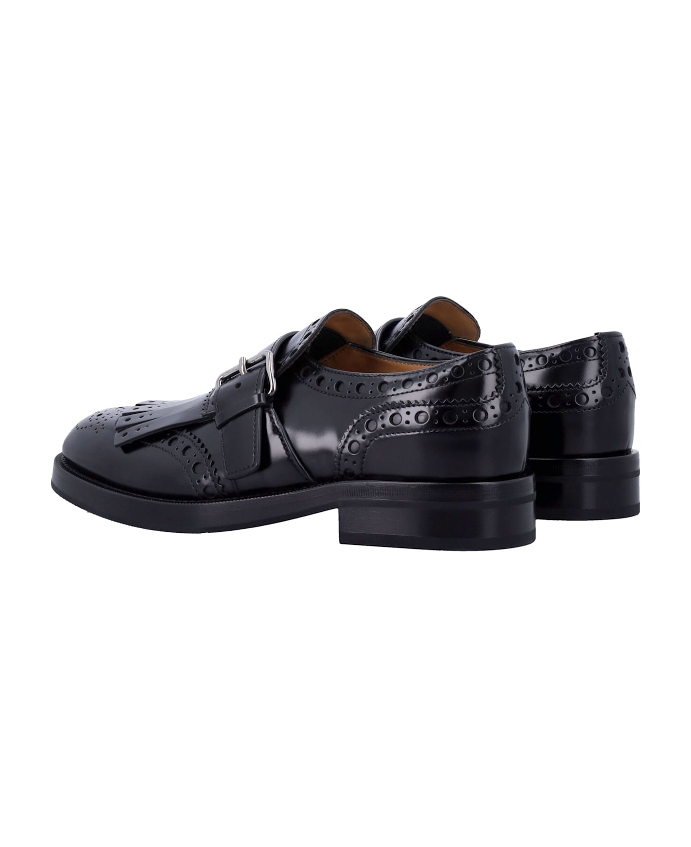Church's Black Leather Monk Strap Brogues - BLACK