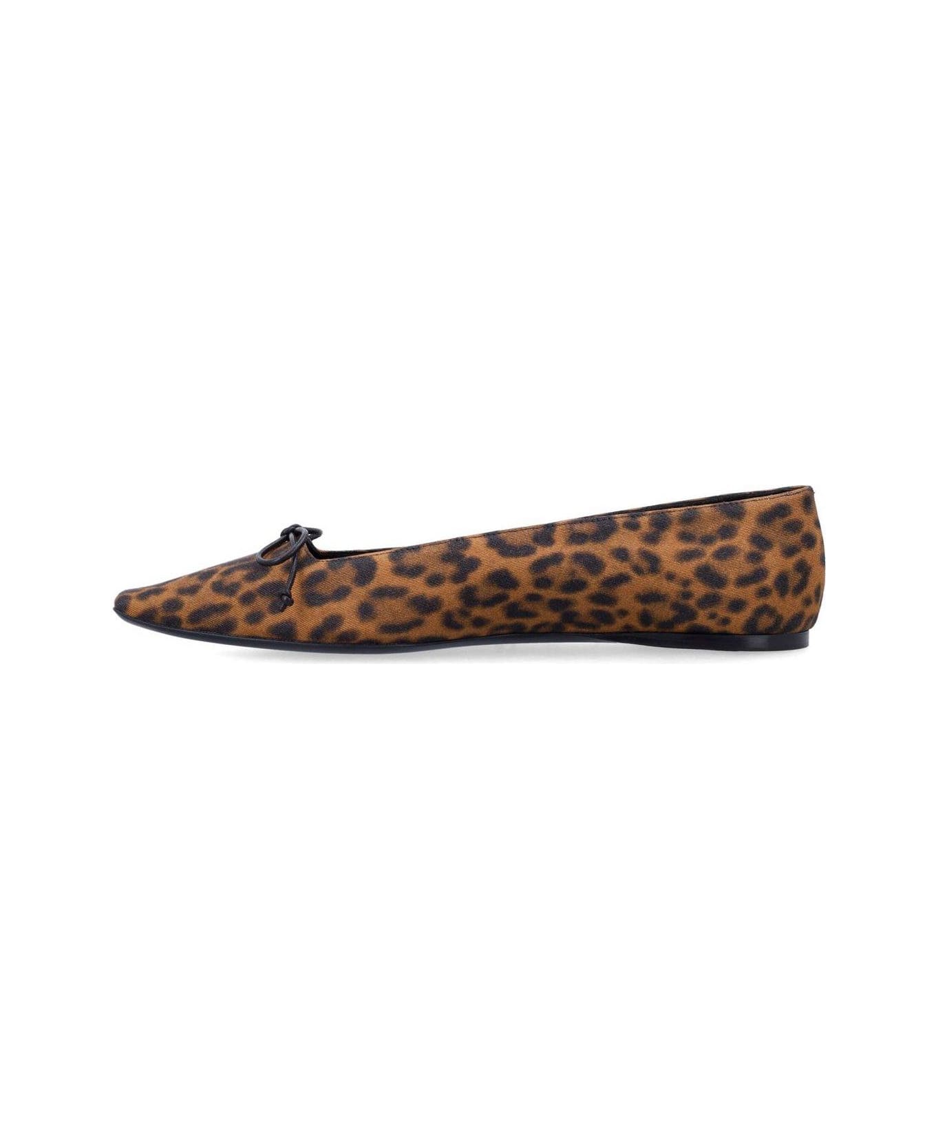 Saint Laurent Poppy Square Toe Ballerinas - MANTO NATURALE/NERO