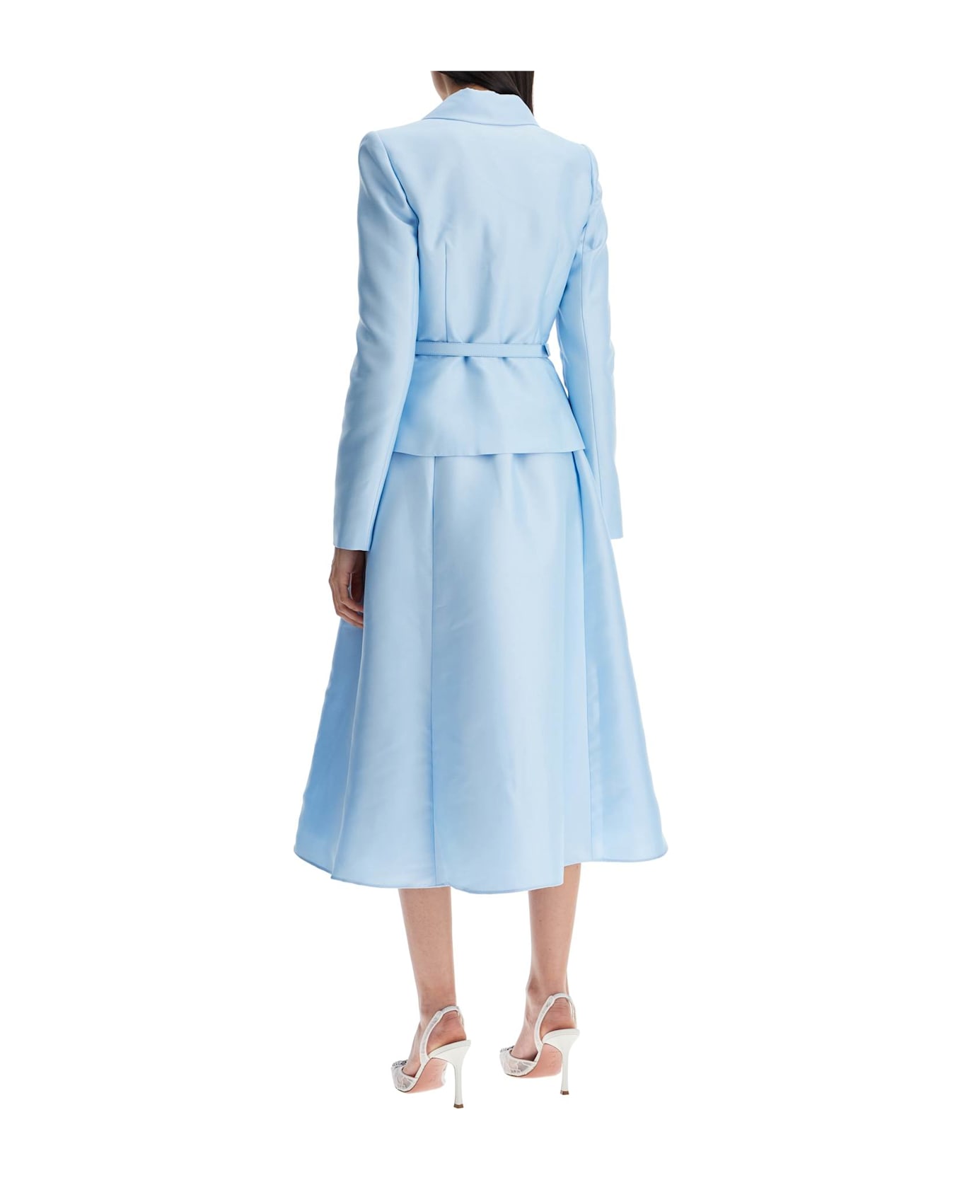 self-portrait Long-sleeved Taffeta Midi Dress - BLUE (Light blue)