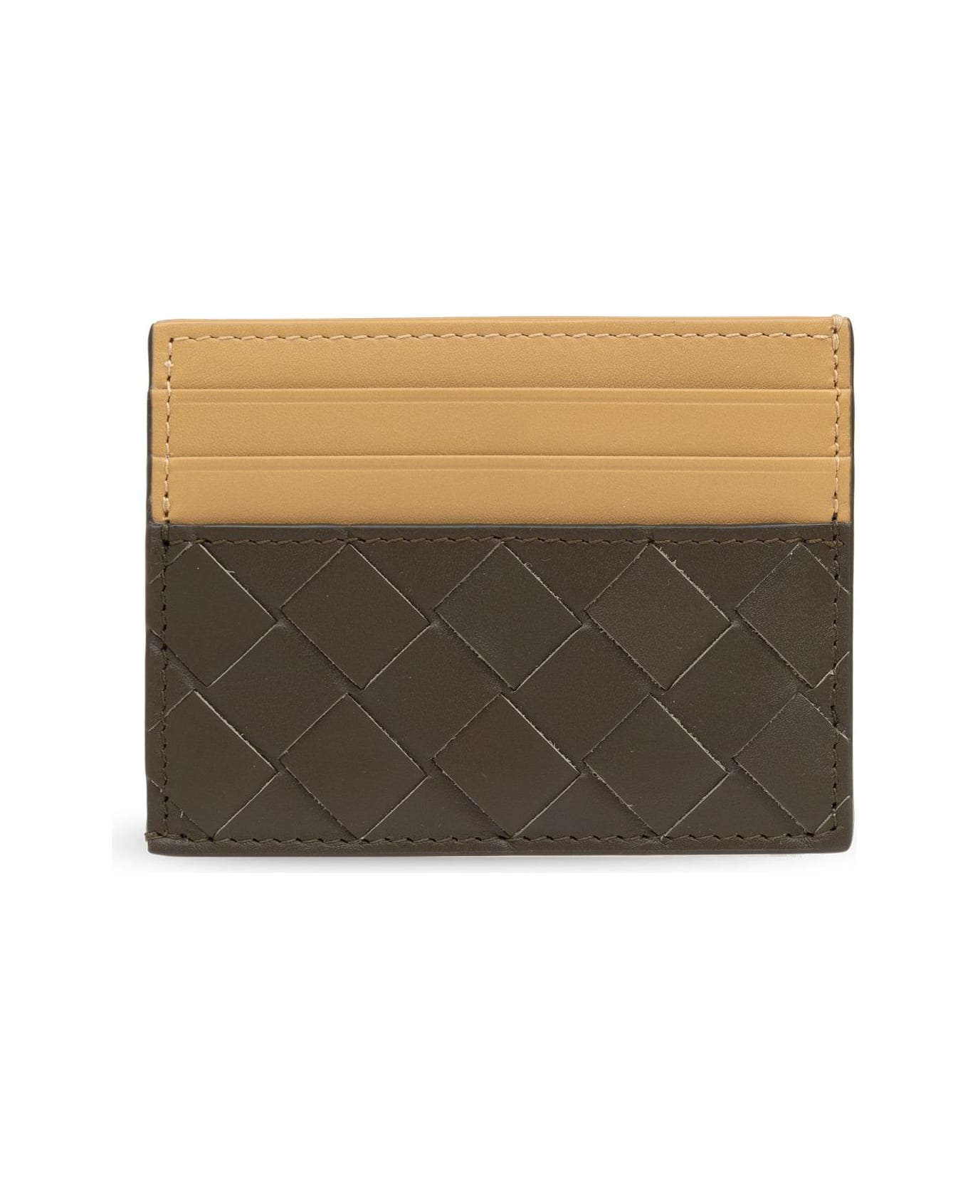 Bottega Veneta Leather Card Holder - Kaki