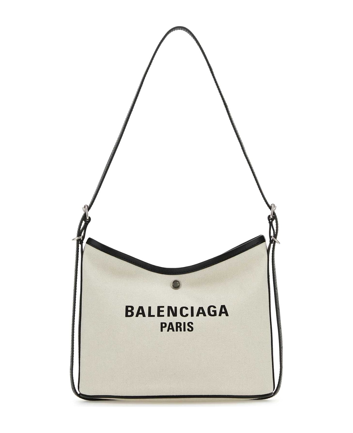 Balenciaga Chalk Canvas Biarri Crossbody Bag - NATURAL/BLACK