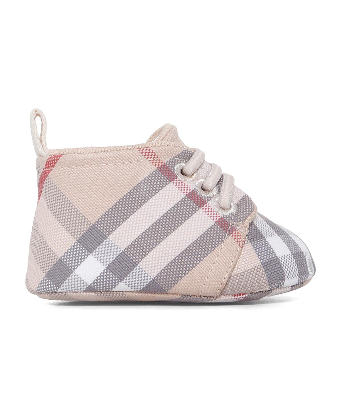 Burberry Beige Sneakers For Babykids With Vintage Check - Beige