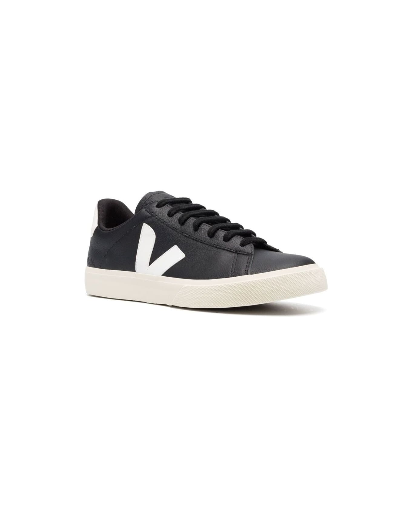 Veja 
campo
 Black And White Low Top Sneakers In Vegan Leather Man - Black