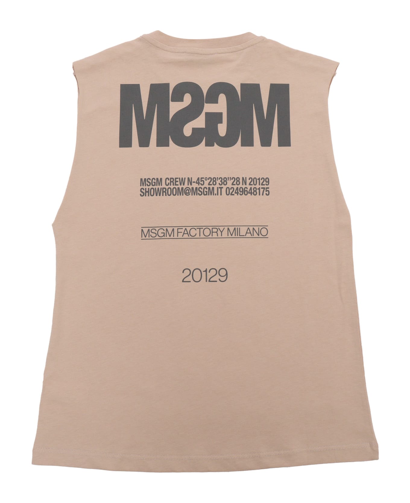 MSGM Beige Tank Top With Logo - BEIGE Tシャツ＆ポロシャツ