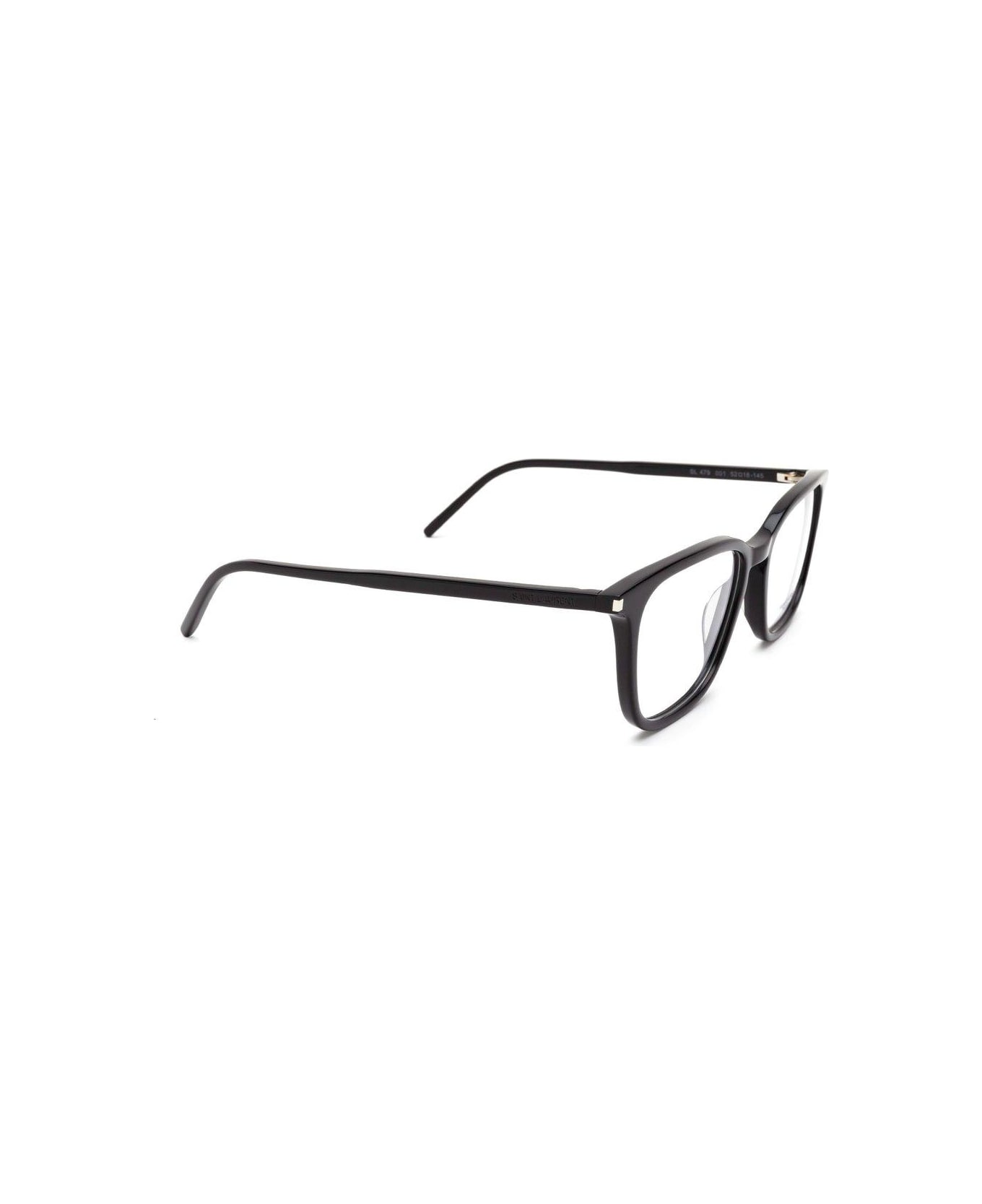 Saint Laurent Eyewear Square Frame Glasses - 001 black black transpare