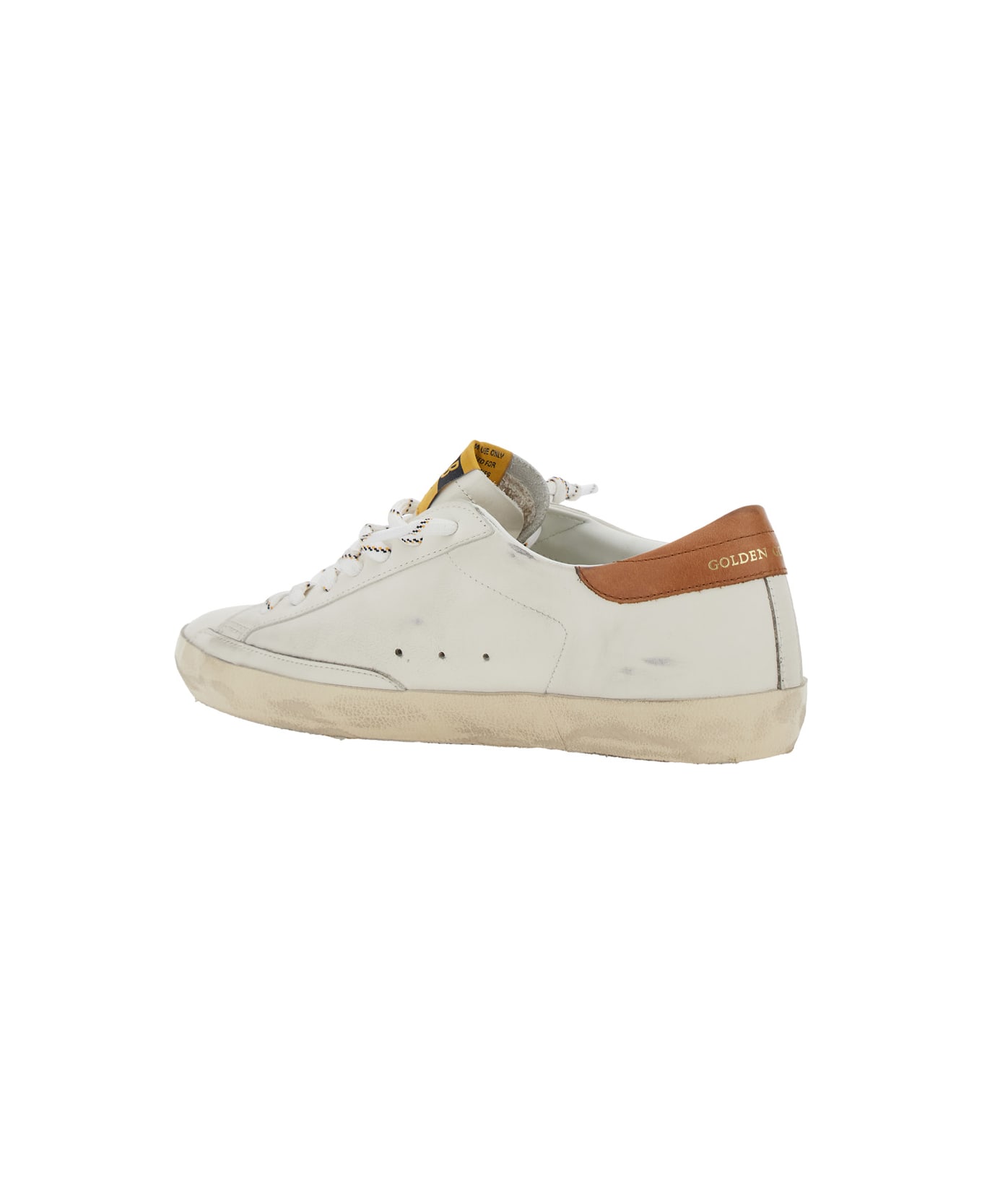 Golden Goose 'super-star' White Low Top Sneakers With Embossed Logo And Contrasting Heel In Leather Man - White