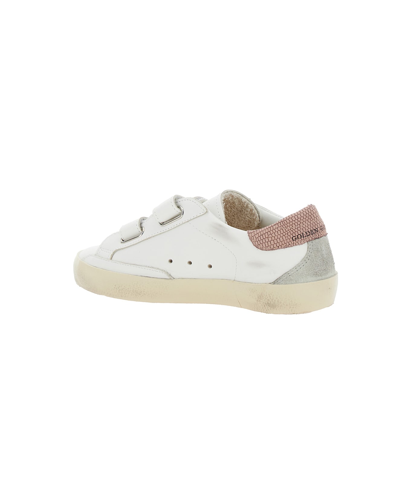 Golden Goose 'old School' White Low Top Sneakers With Star Shaped Patch On The Side And Logo On The Tongue In Leather Girl - White