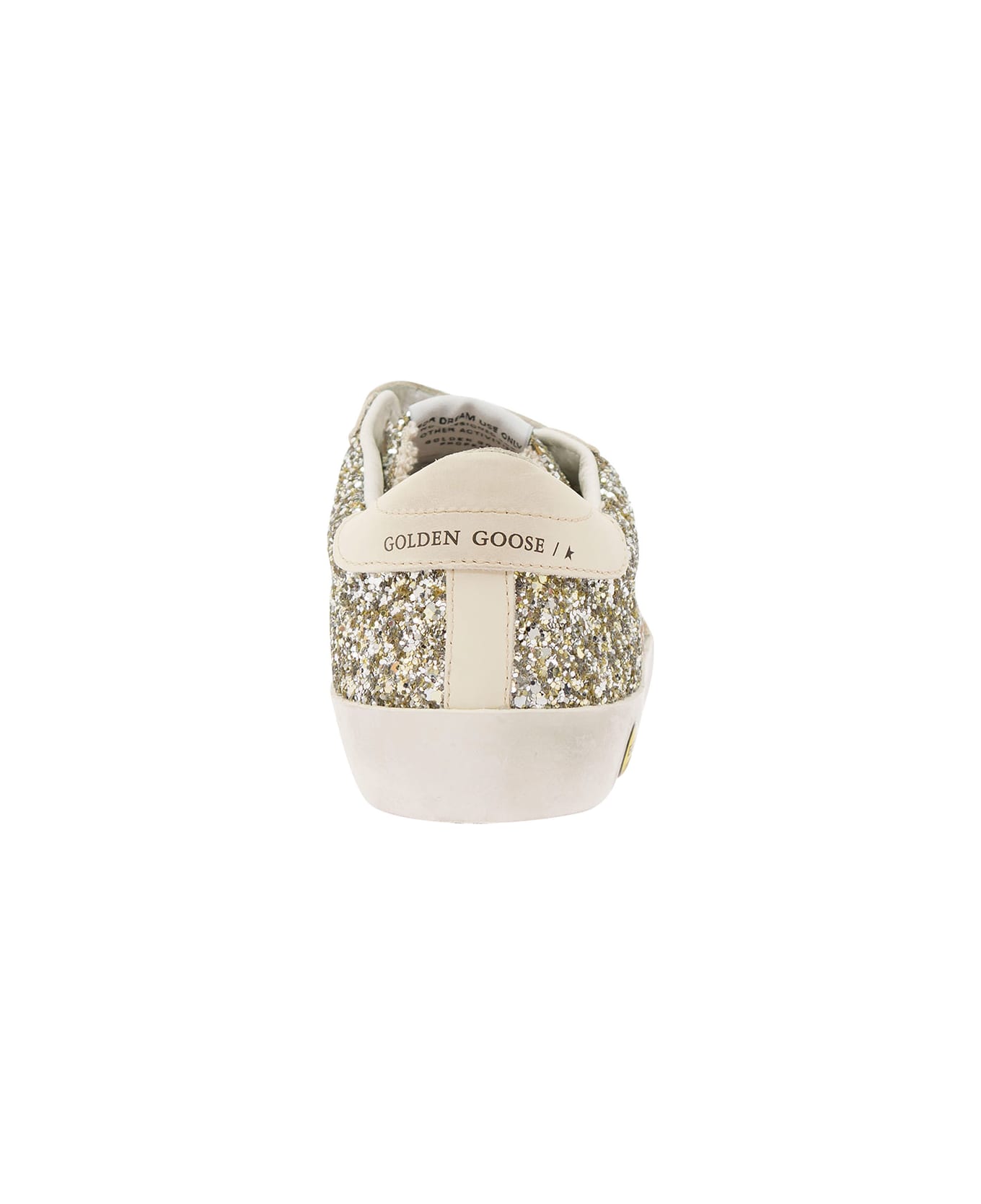Golden Goose White Low Top Sneakers With All-over Glitters In Tech Fabric Girl - Grey シューズ