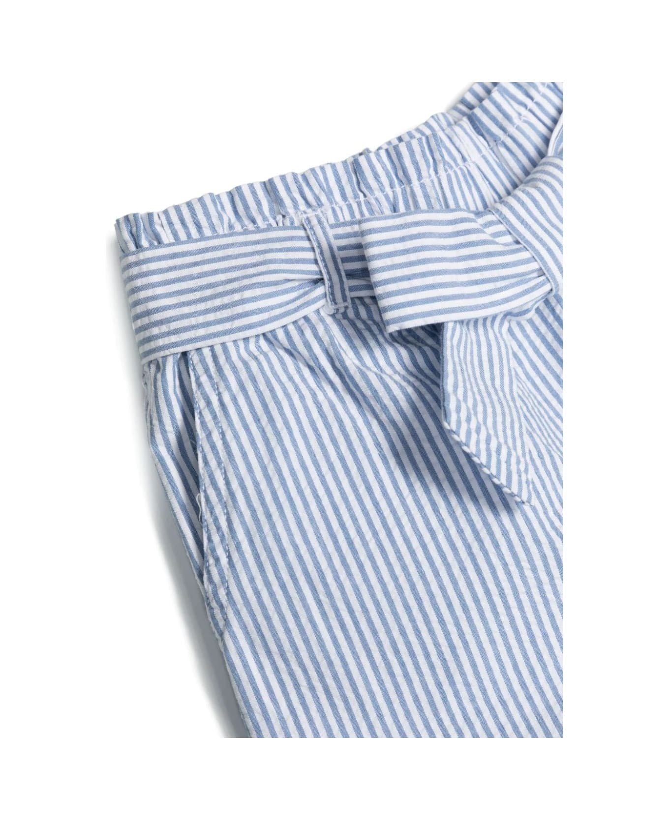Polo Ralph Lauren Paper-bag Shorts In Light Blue Striped Seersucker