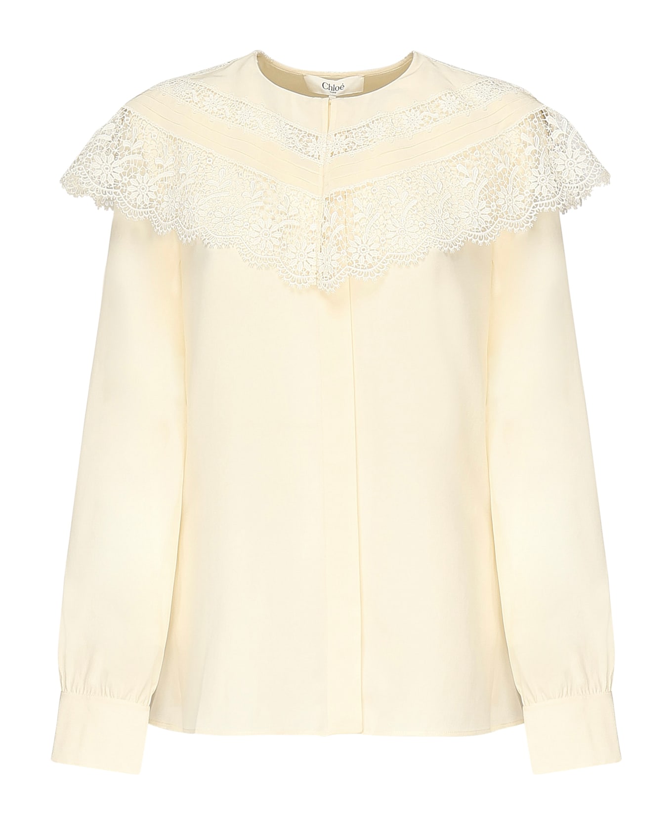 Chloé Silk And Lace Ruffle Blouse - Pink