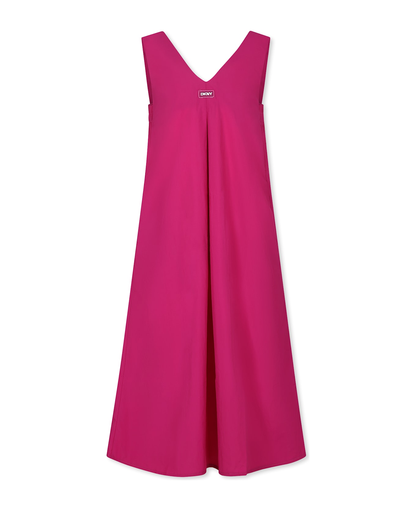 DKNY Fuchsia Dress For Girl With Logo - Fuchsia