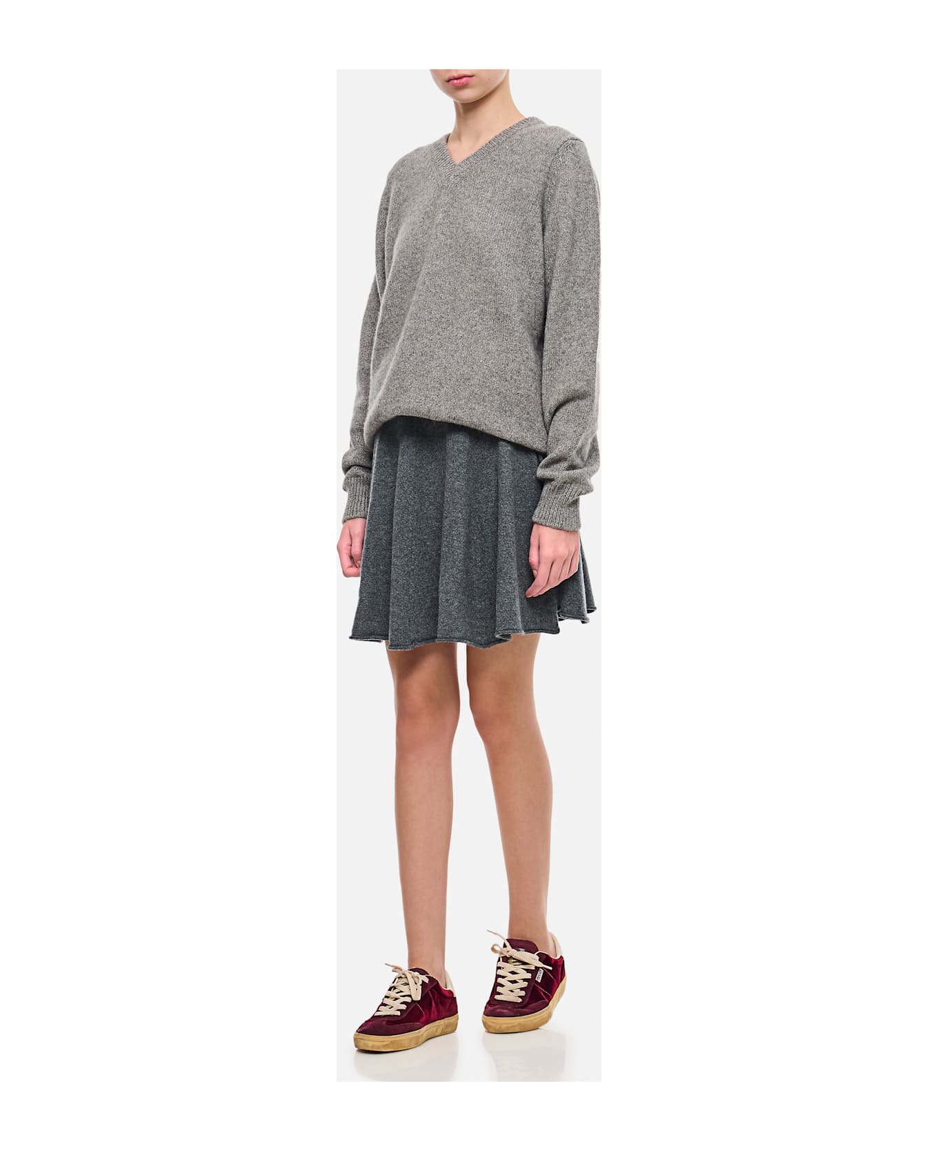 Extreme Cashmere Cashmere Short Pleated Skirt - Grey