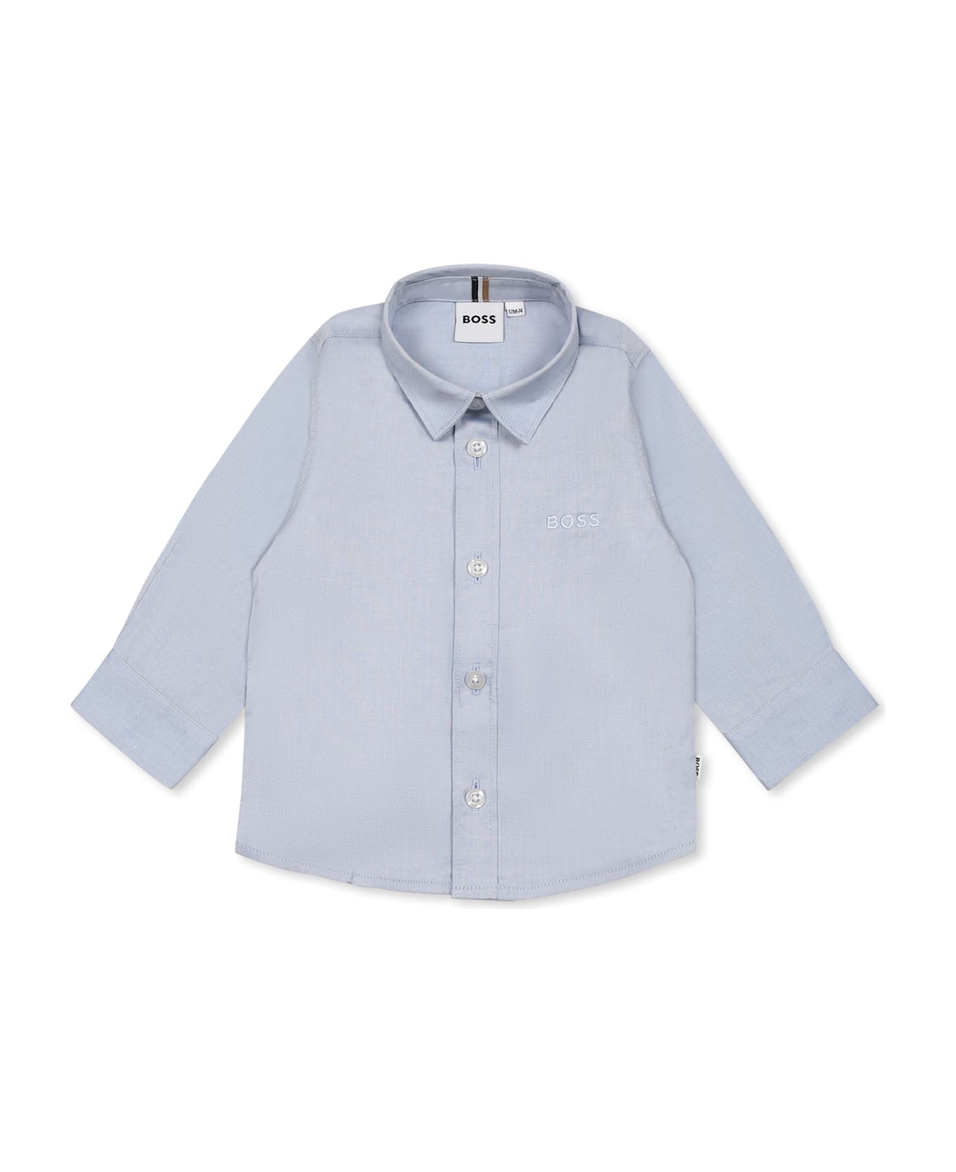 Hugo Boss Light Shirt For Baby Boy With Logo - Light Blue