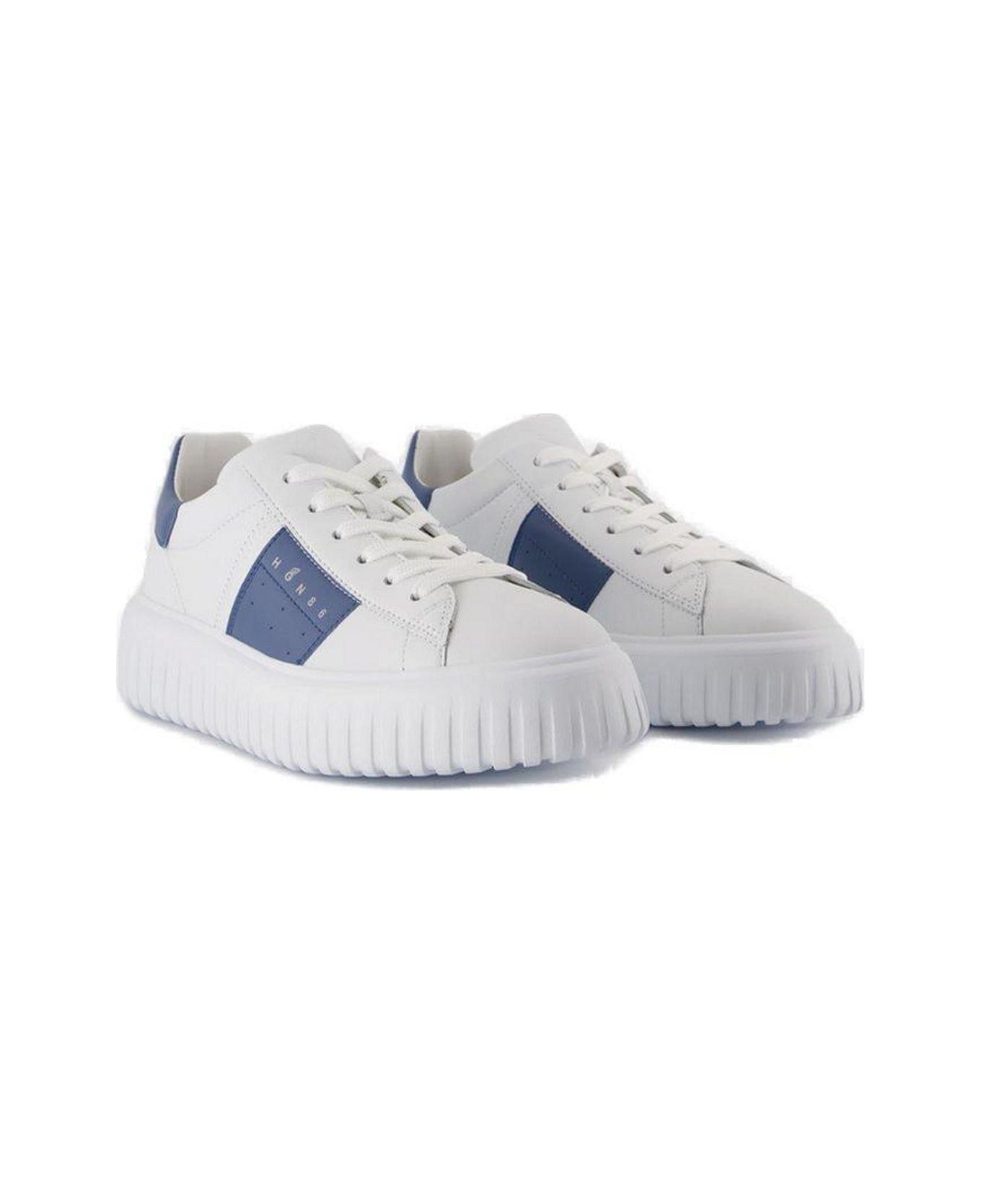 Hogan H-stripes Lace-up Sneakers - WHITE, blu navy