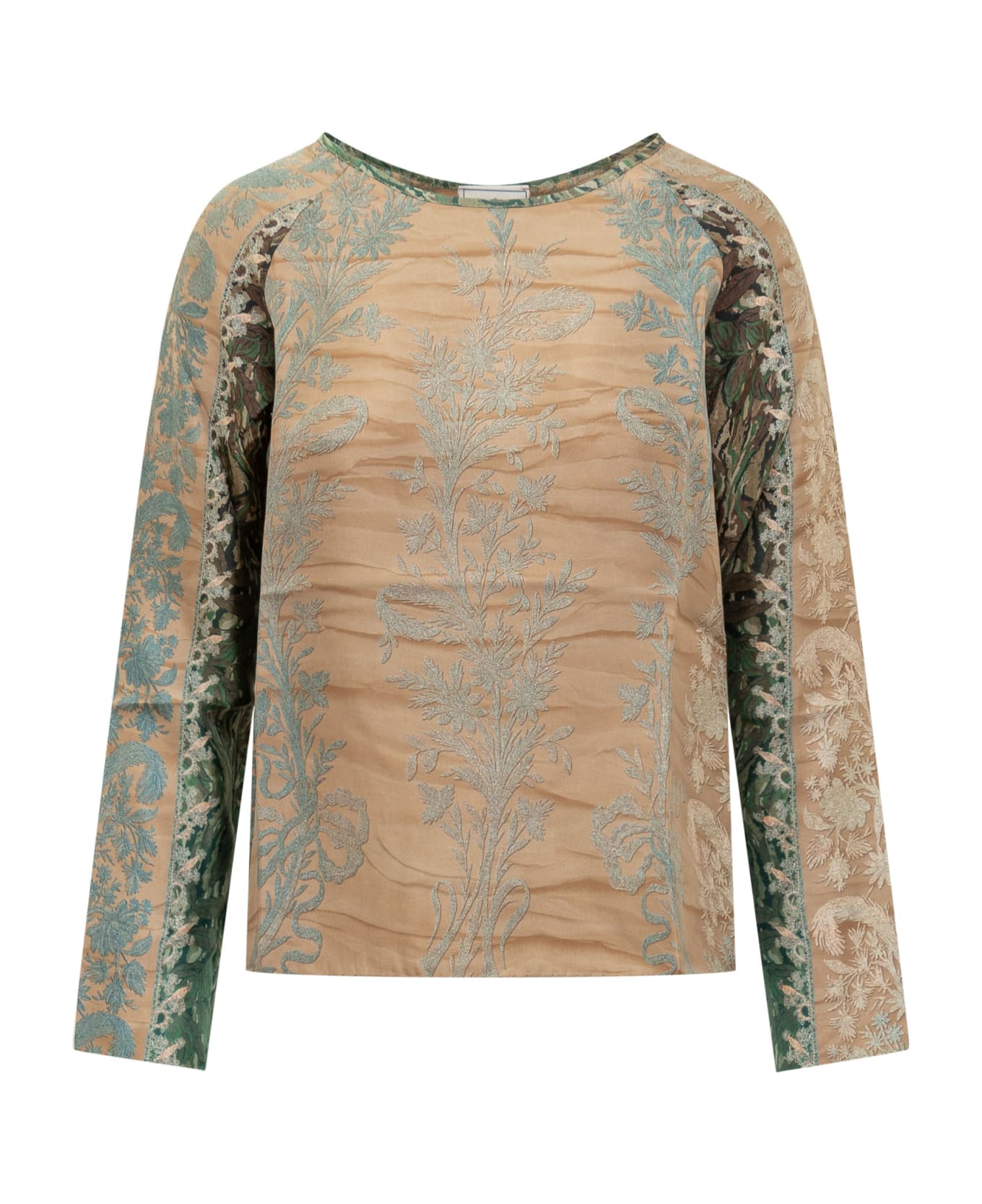 Pierre-Louis Mascia Silk Blouse With Floral Pattern - CIPRIA AZZURRO Tシャツ