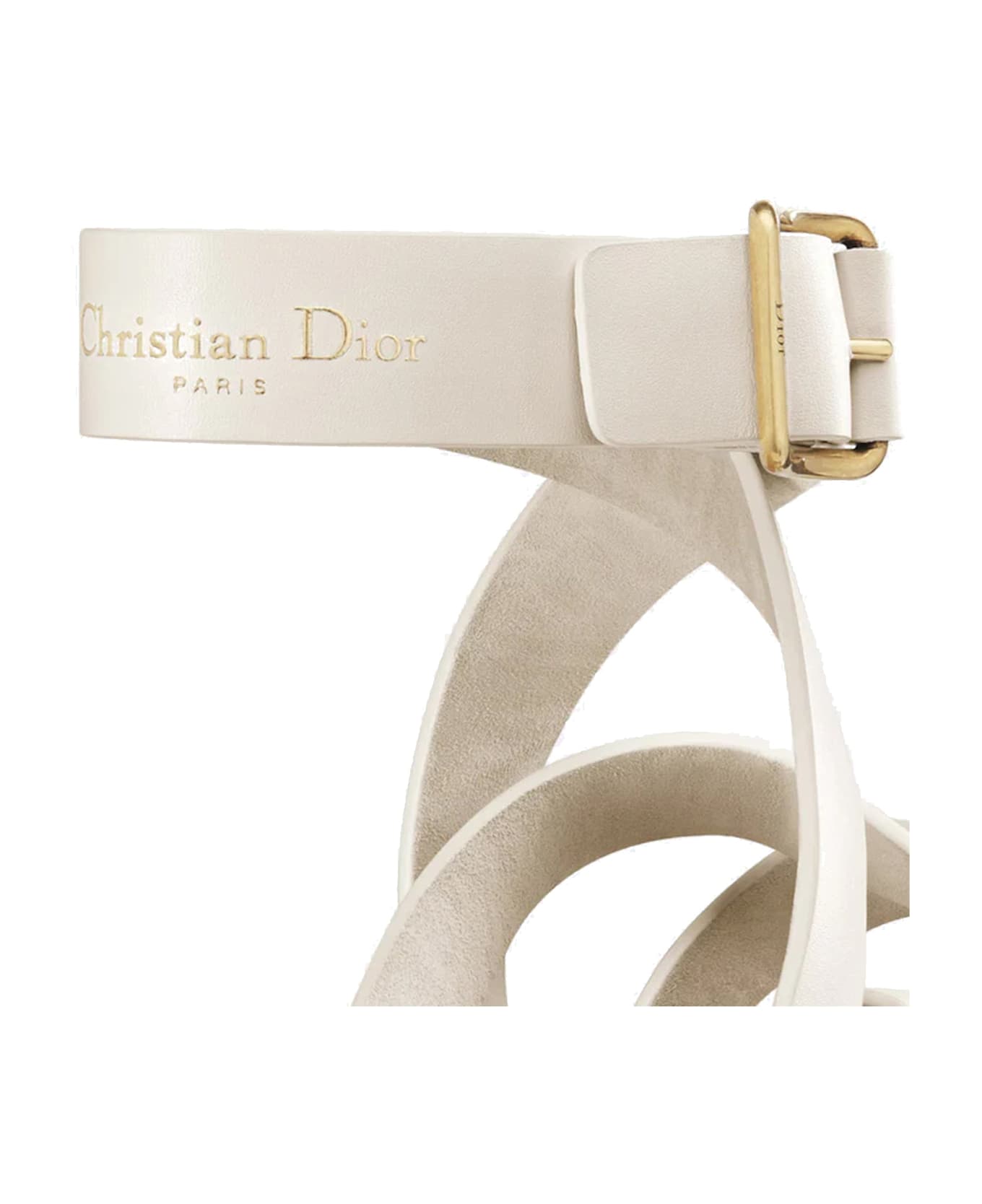 Dior Sun Leather Flat Sandals - White