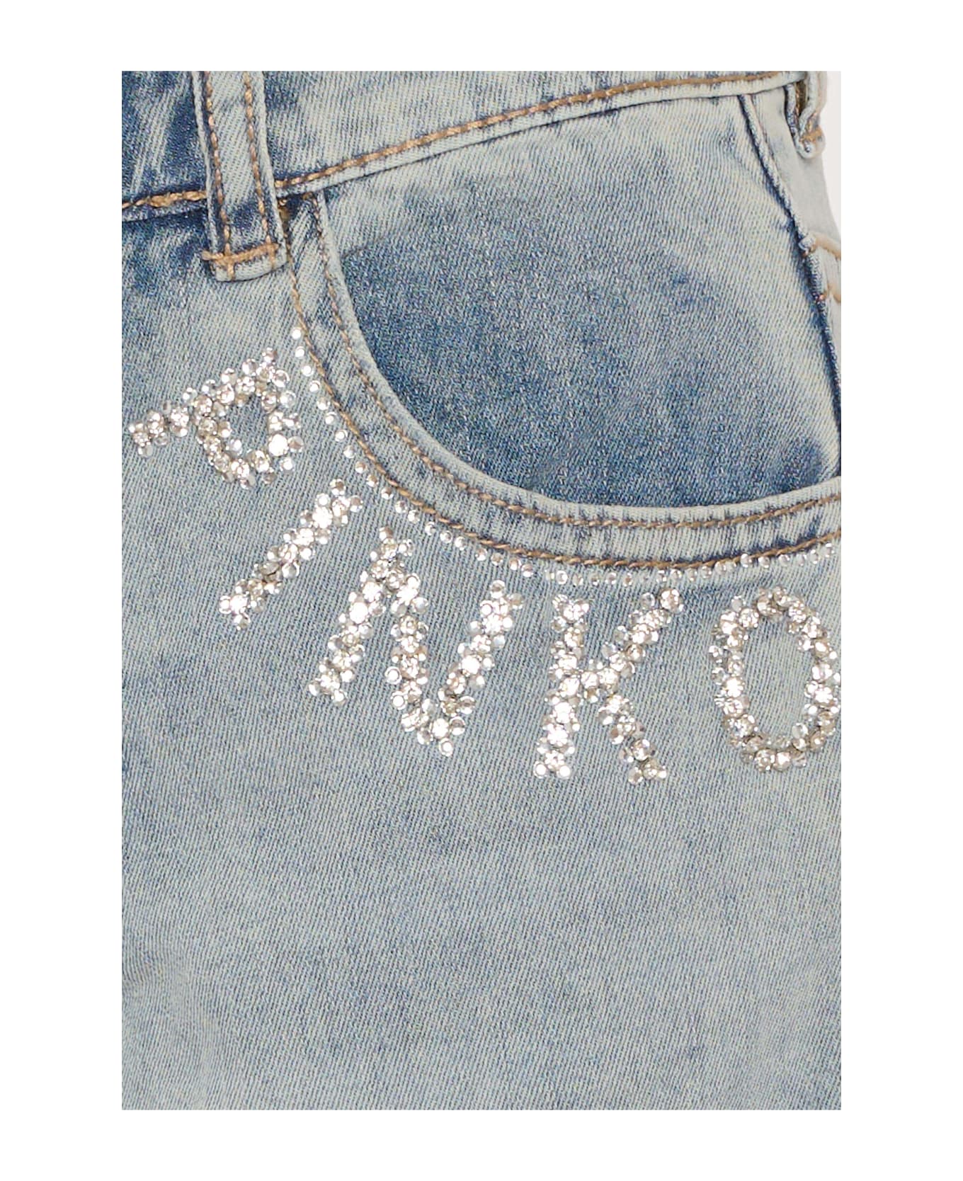 Pinko Light Blue Jeans For Girl With Logo - Light Blue