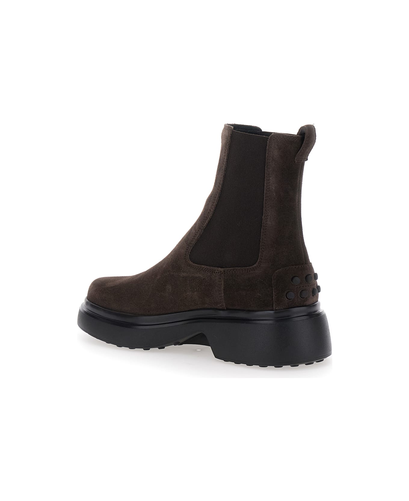Tod
s Bronw Ankle Boots With Elastic Details On The Side And Chunky Sole In Suede Woman - Brown