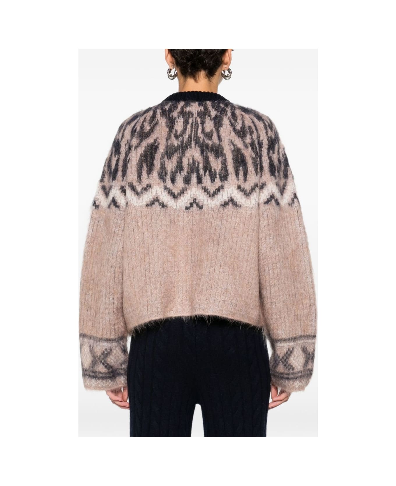 Forte_Forte Wool Jacquard Cardigan - Brown