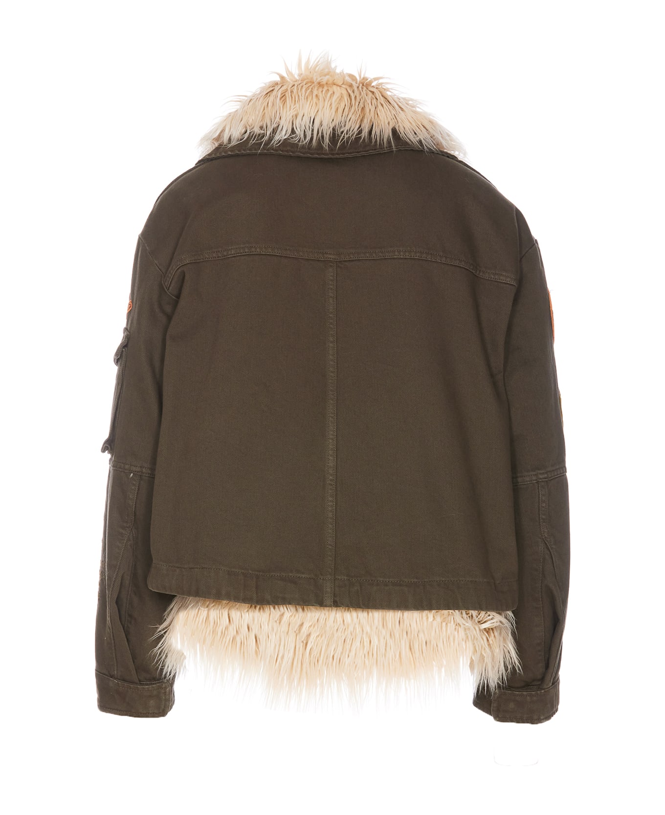 Dondup Short Parka With Faux Fur - Green