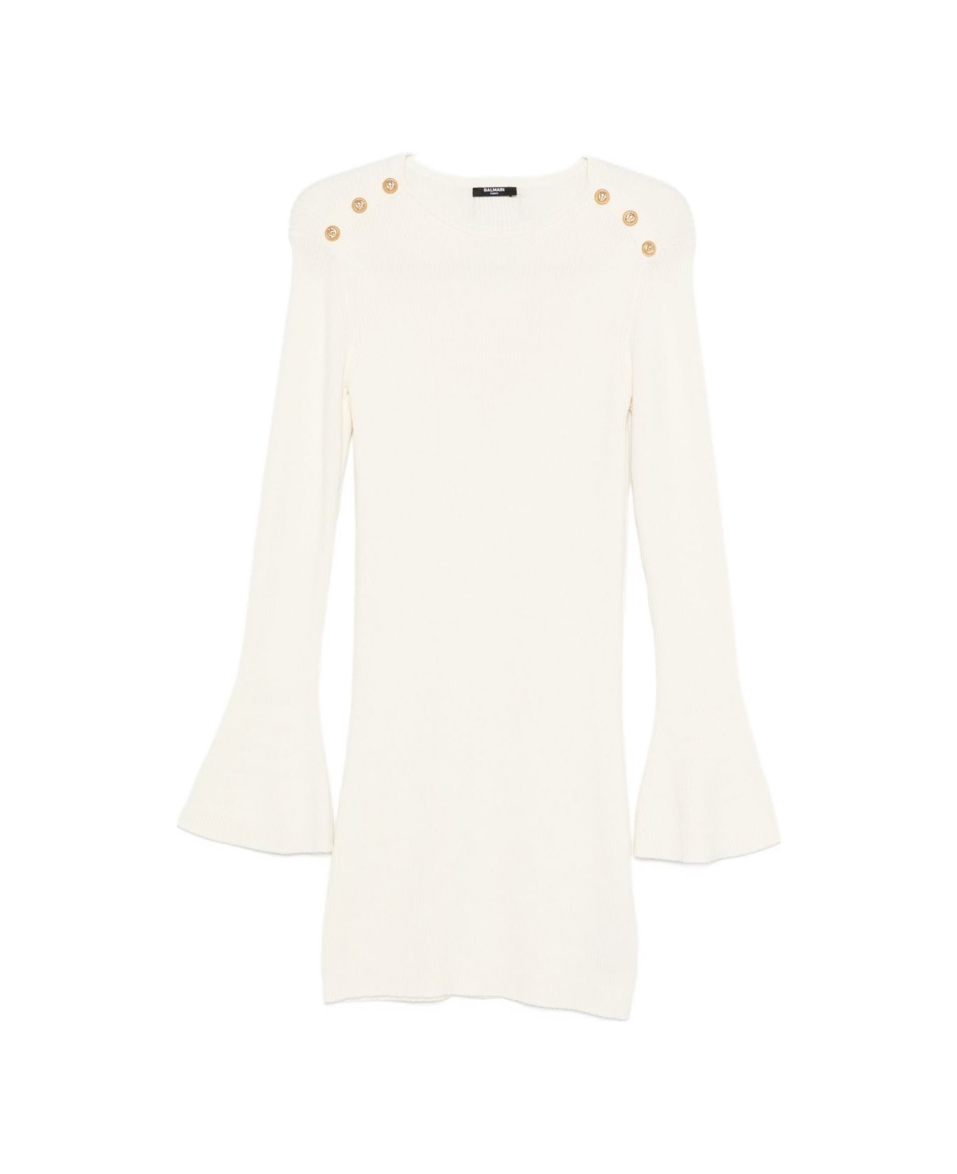 Balmain Kids Dress With Bell Sleeves And Buttons - White