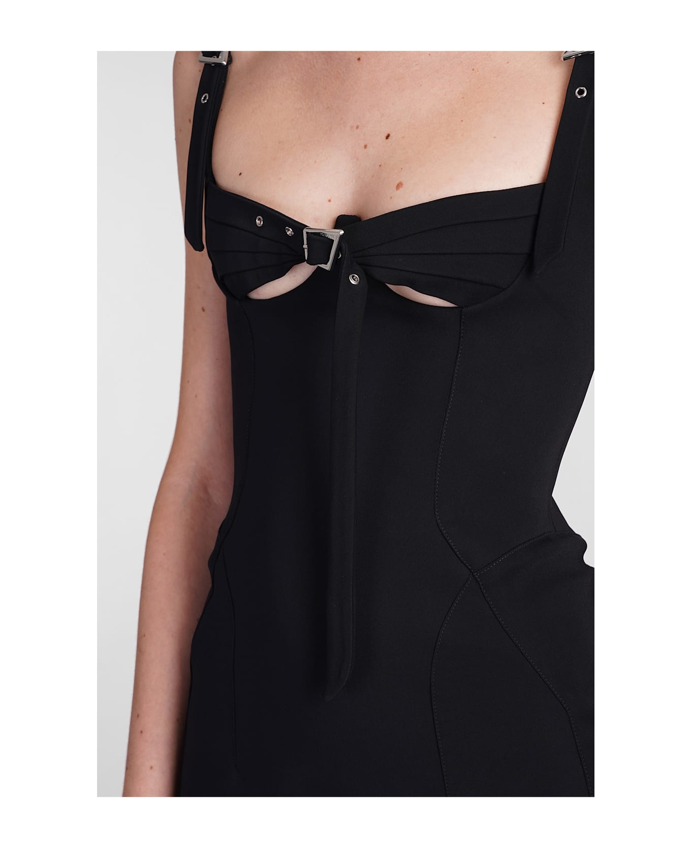 Mugler Dress In Black Viscose - black