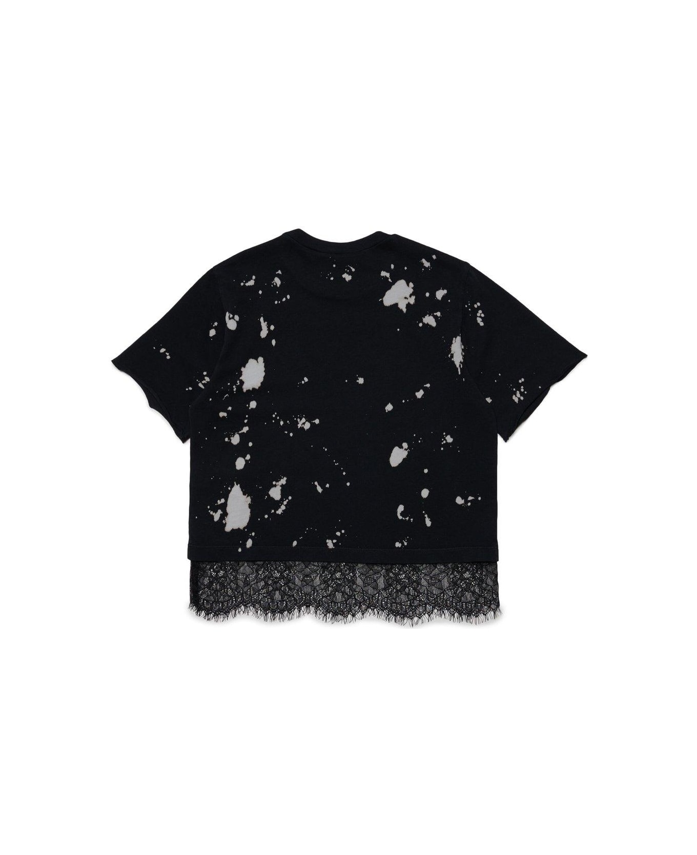 Dsquared2 Lace-trim Logo Printed T-shirt - black