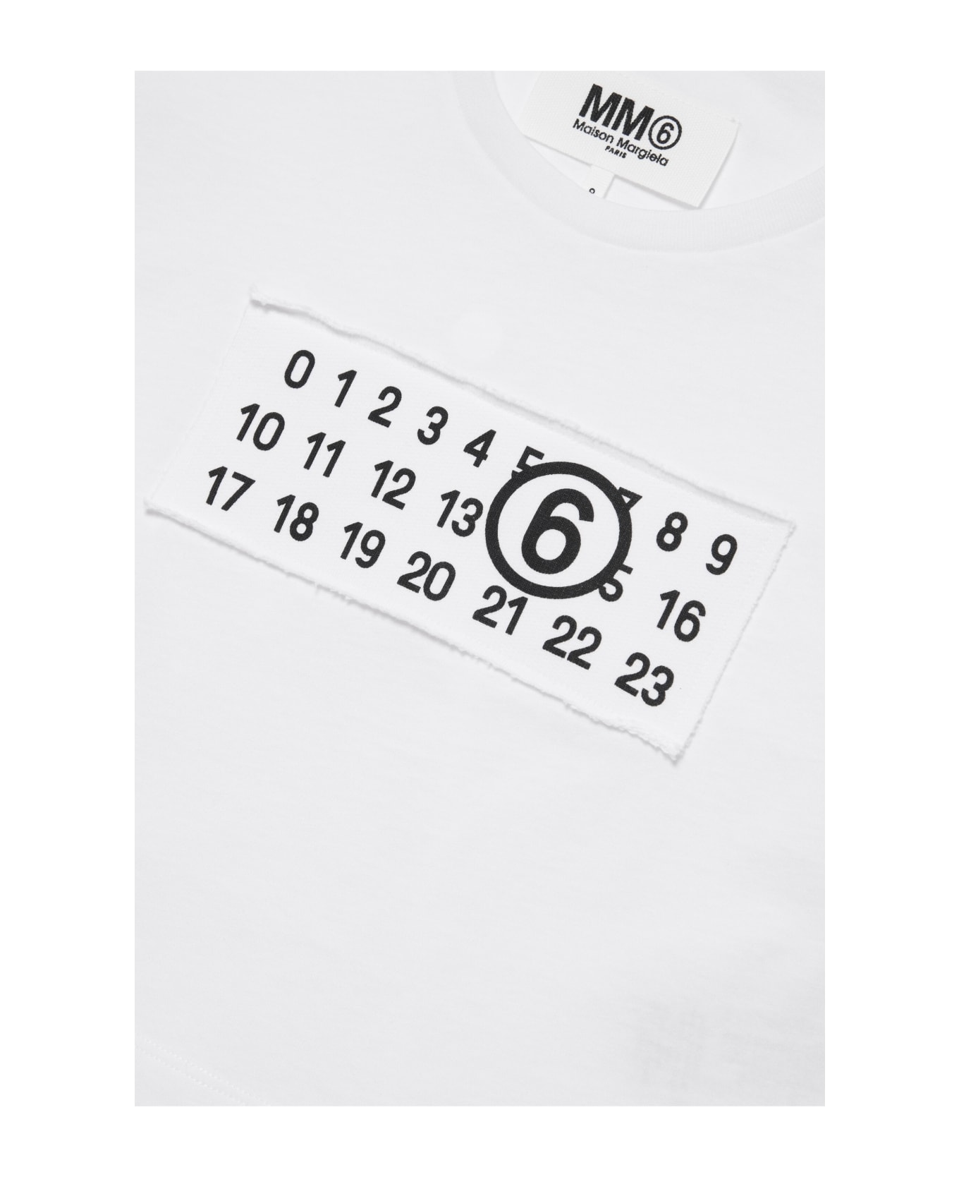 MM6 Maison Margiela Mm6t87u T-shirt Maison Margiela Cropped T-shirt Branded With Numeric Logo - Bianco