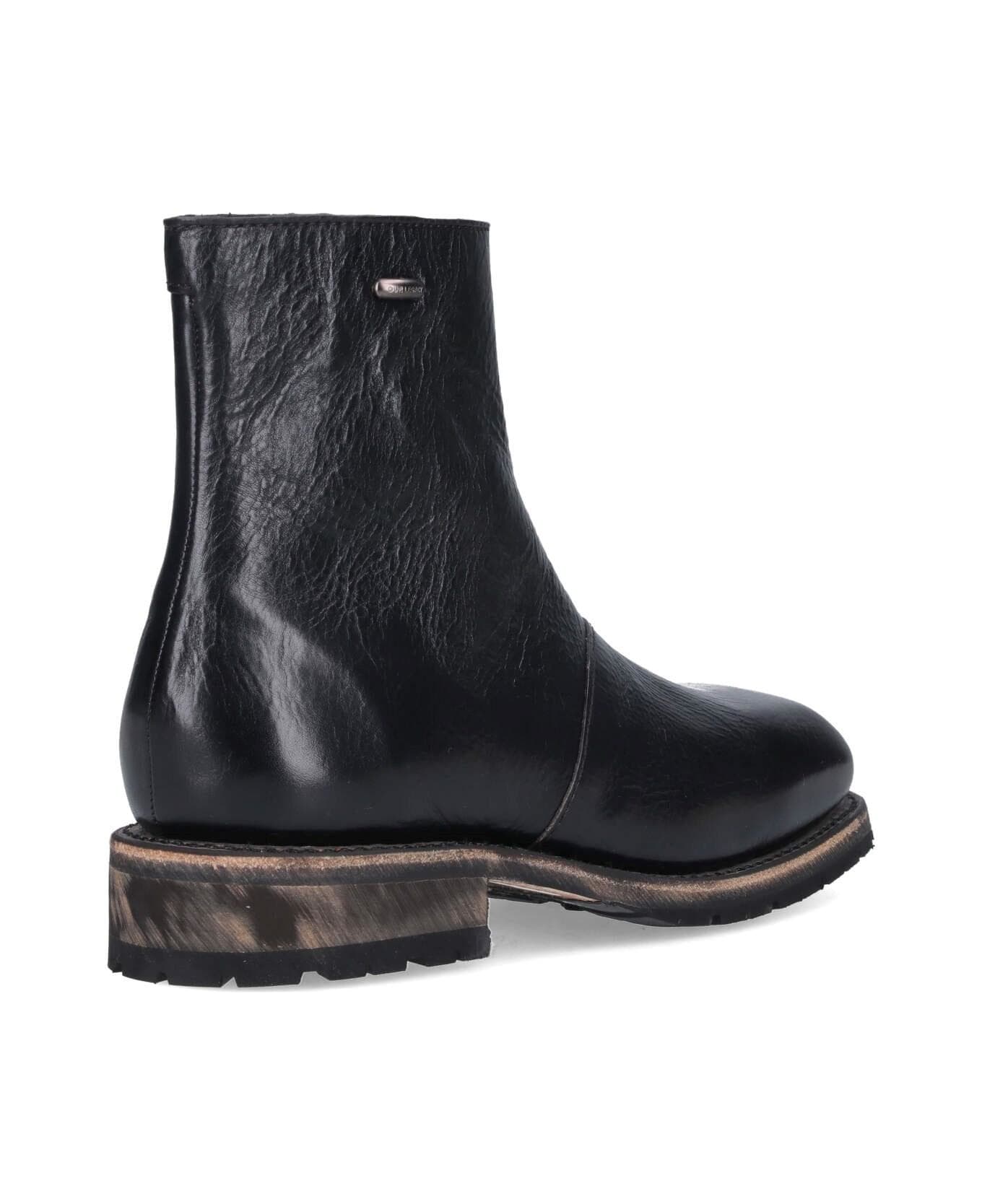 Our Legacy 'motore' Ankle Boots - Deep Black Leather