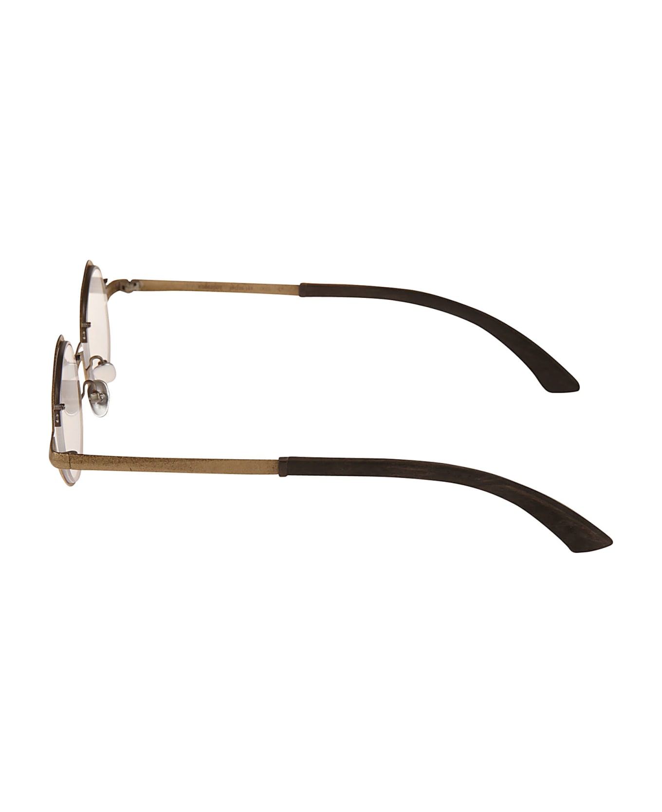 RIGARDS Leather Detail Round Glasses - Gold