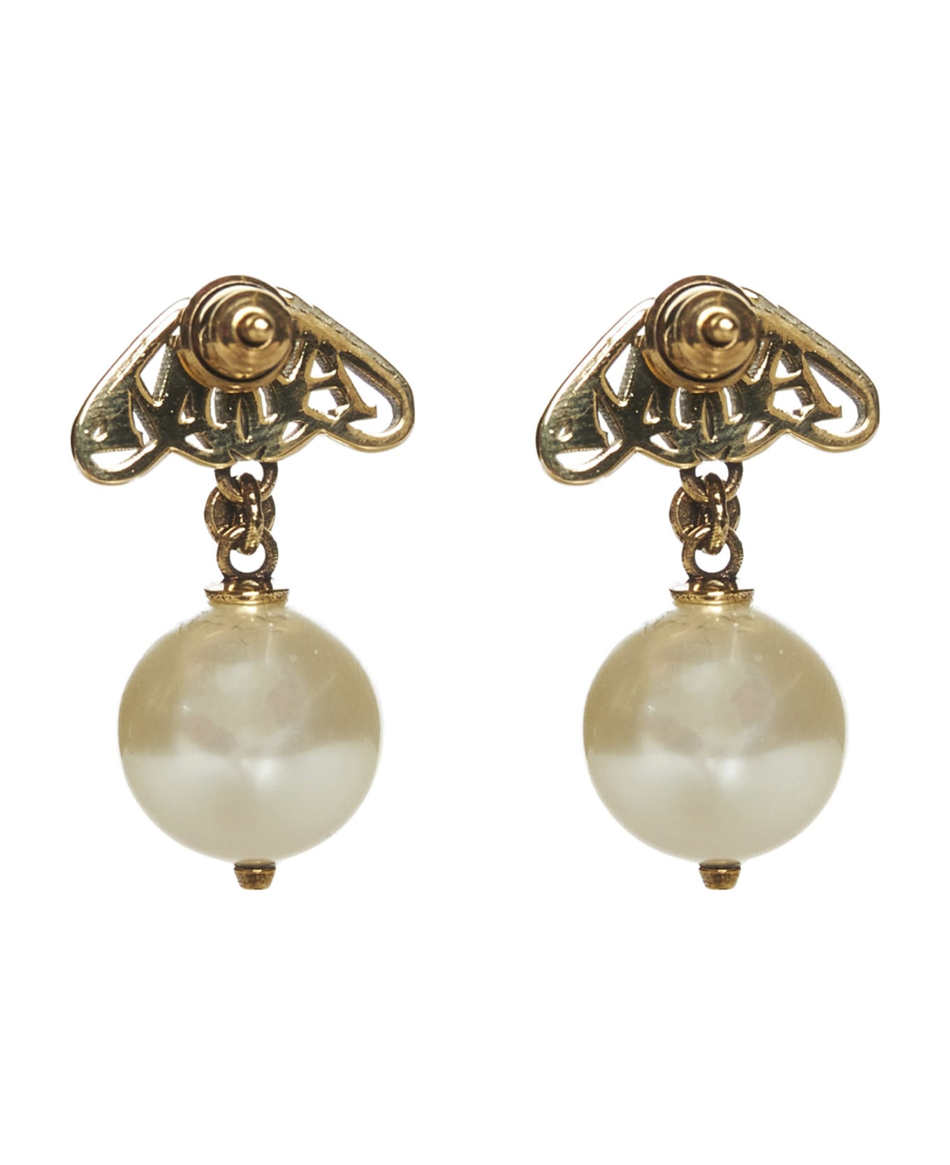 Alexander McQueen Seal Logo Pearl Earrings - L.a.gold+pearl イヤリング