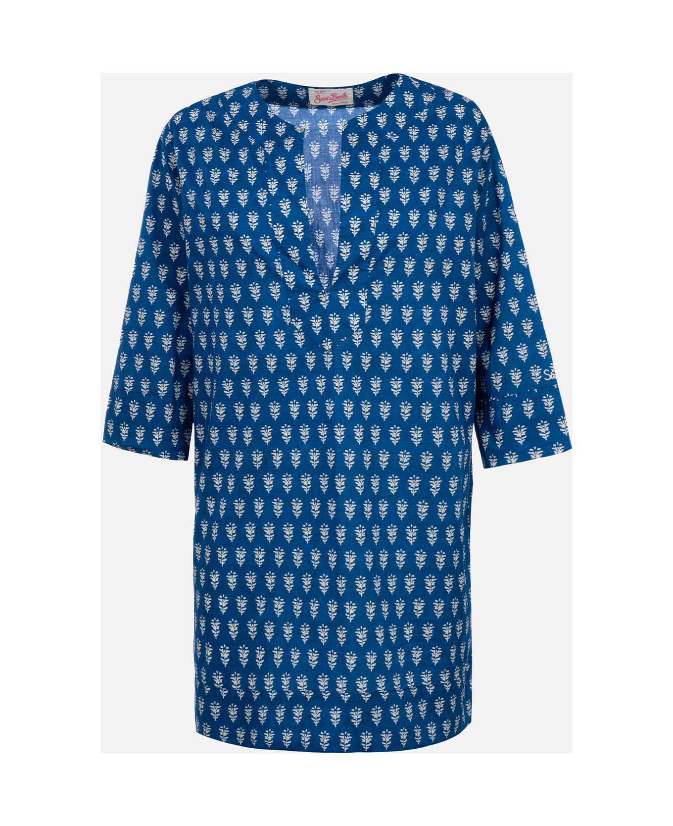 MC2 Saint Barth Woman Cotton Tunic Dress Macha - BLUE